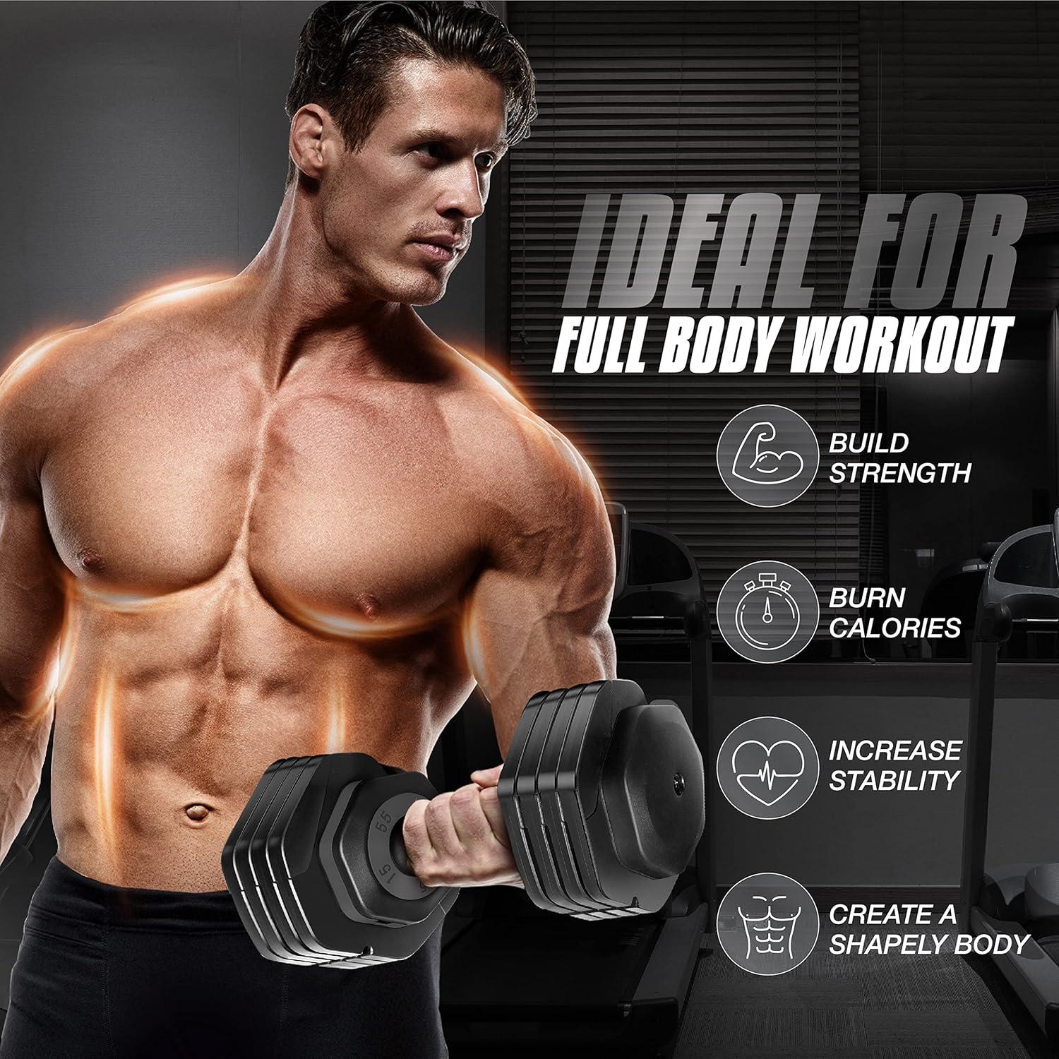 image:imageYes4All 2555LB SinglePair Adjustable Dumbbells Weights 5 in 1 Free Weights Dumbbell with One Second Dial Handle for Different Workout LevelsGrey Grip