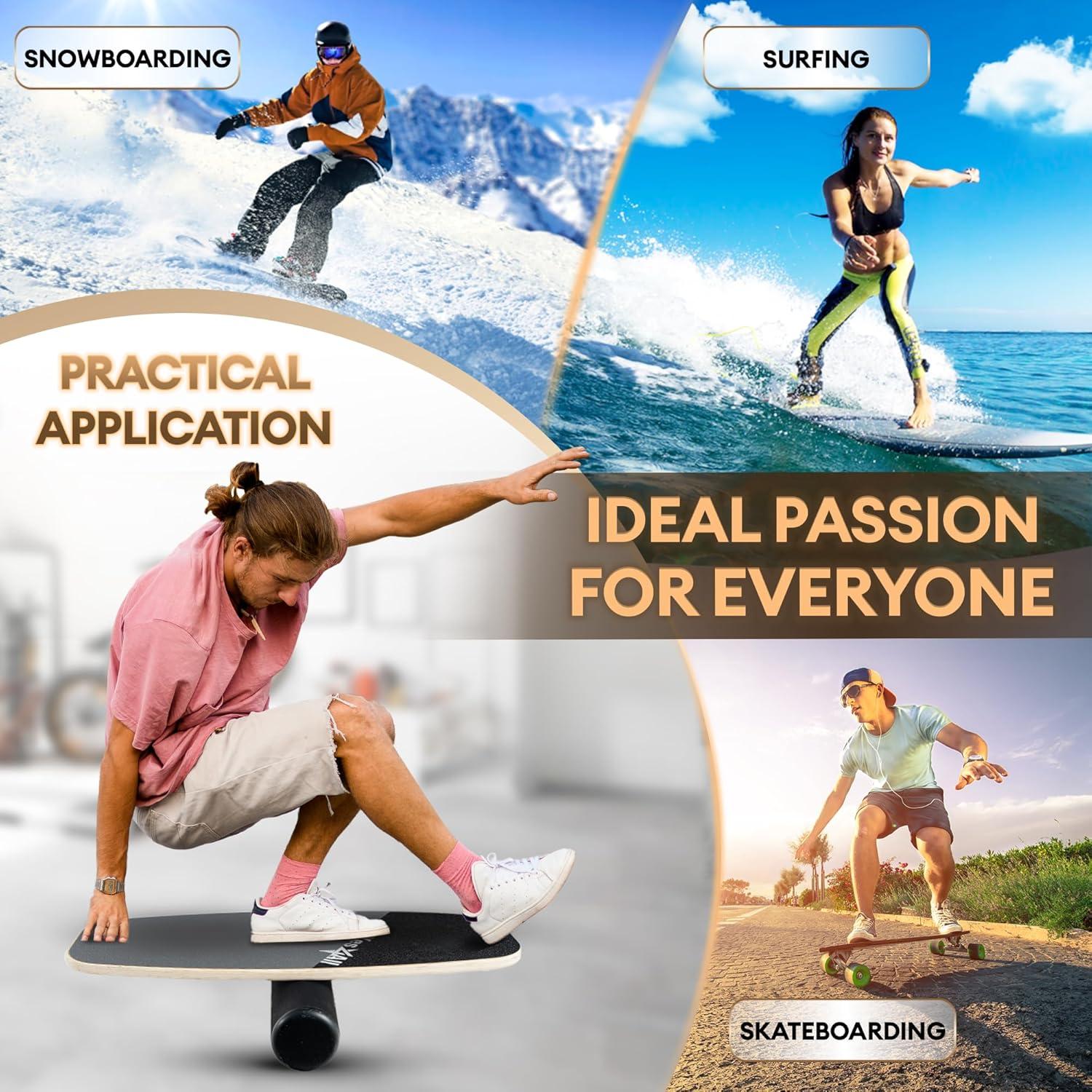 image:imageYes4All 2in1 Balance Boards Set 9 Adjustable Modes Surf Trainer Wobble Board Exercise for Adults Includes Roller amp Ball