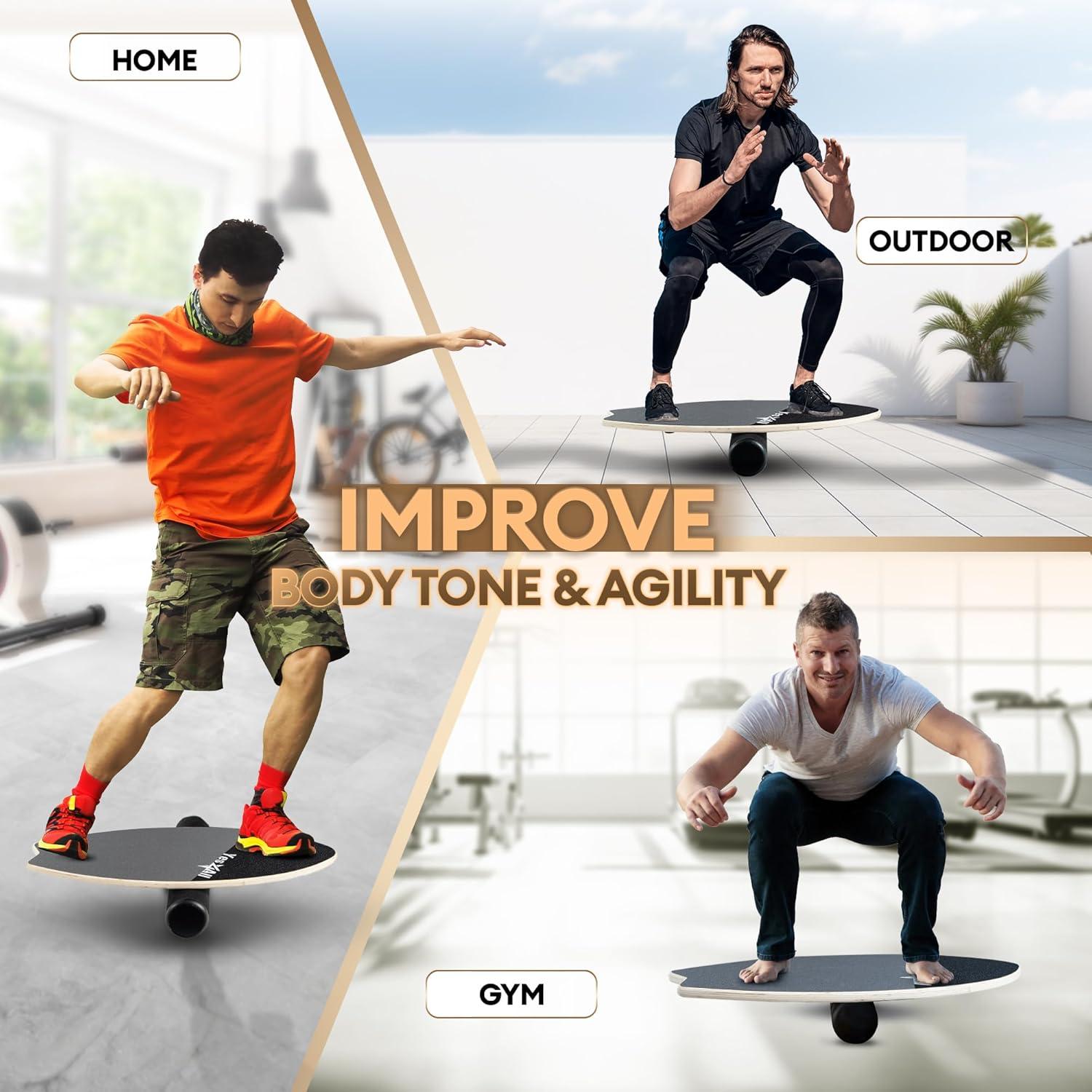 image:imageYes4All 2in1 Balance Boards Set 9 Adjustable Modes Surf Trainer Wobble Board Exercise for Adults Includes Roller amp Ball