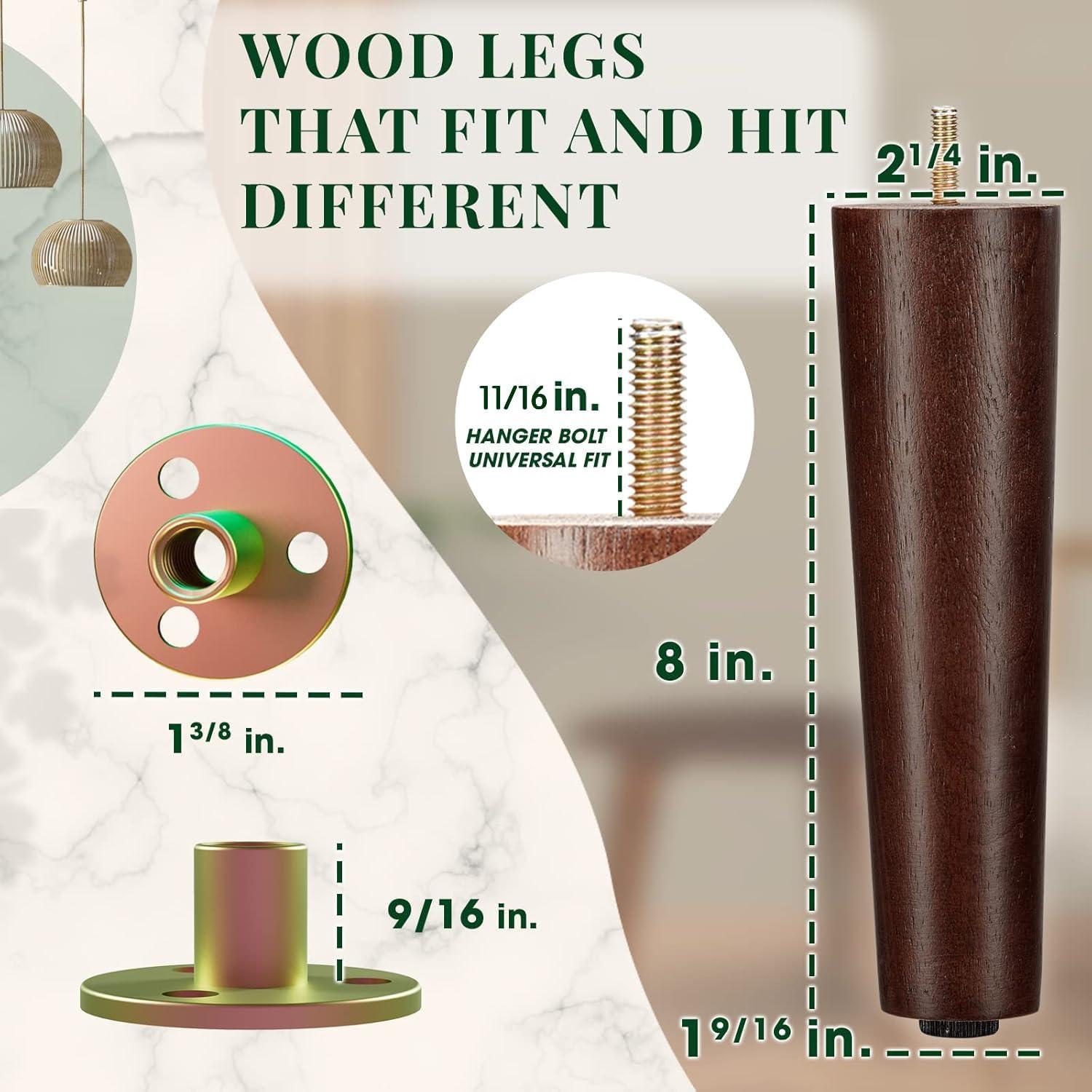 image:imageYes4All 3 Inches Square Wood Furniture Legs Set of 4 Wooden Replacement Feet for Couch Adjustable Sofa Ottomans Tapered Leg with Leveler Brown Solid Wood Parts for Table ChairRound Brown