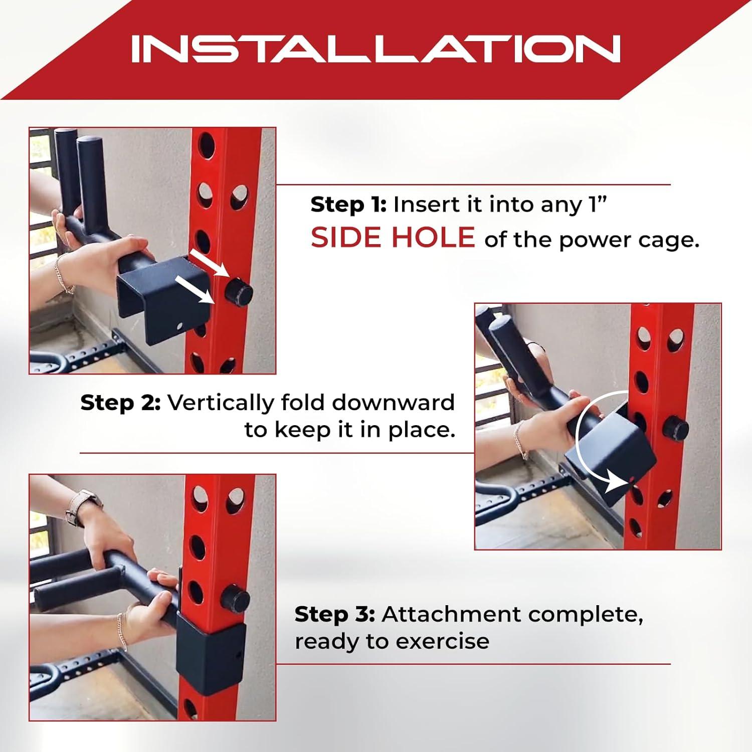 image:imageYes4All 350 LBS Capacity Dip Bars for 2x2 with 1 SIDE Hole Power Cage Squat Rack Attachments for Dips Pull Up Pushup