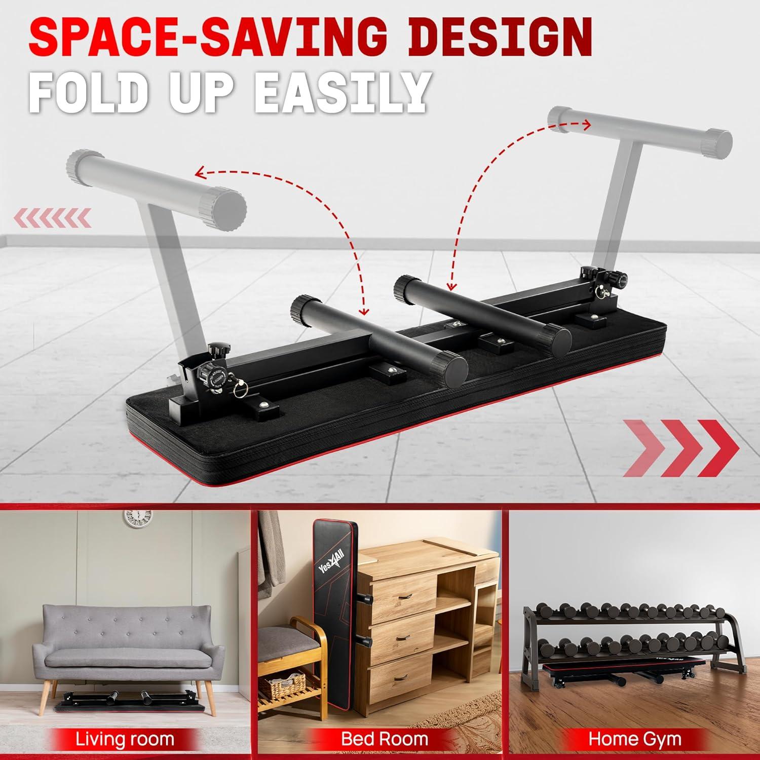 image:imageYes4All 4145 Inches Flat Weight Bench 25 Thick Cushion Foldable Bench Press with NonSlip Foot CapsBlack