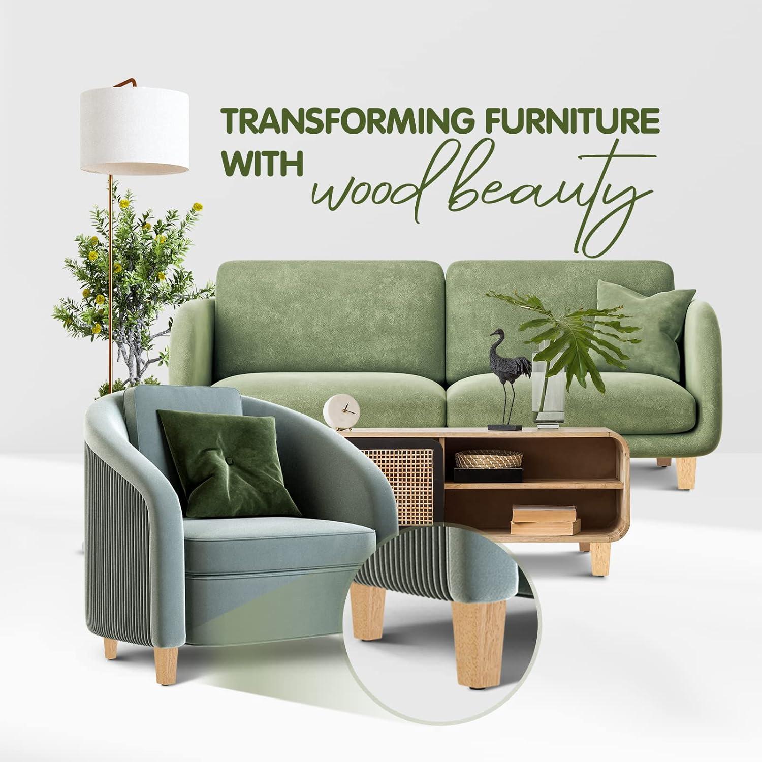 image:imageYes4All 45 Inches Square Wood Furniture Legs Set of 4 Wooden Replacement Feet for Couch Bed Bench Adjustable Sofa Ottomans Tapered Leg with Leveler Nature Rubber Wood Parts for Table ChairNatural