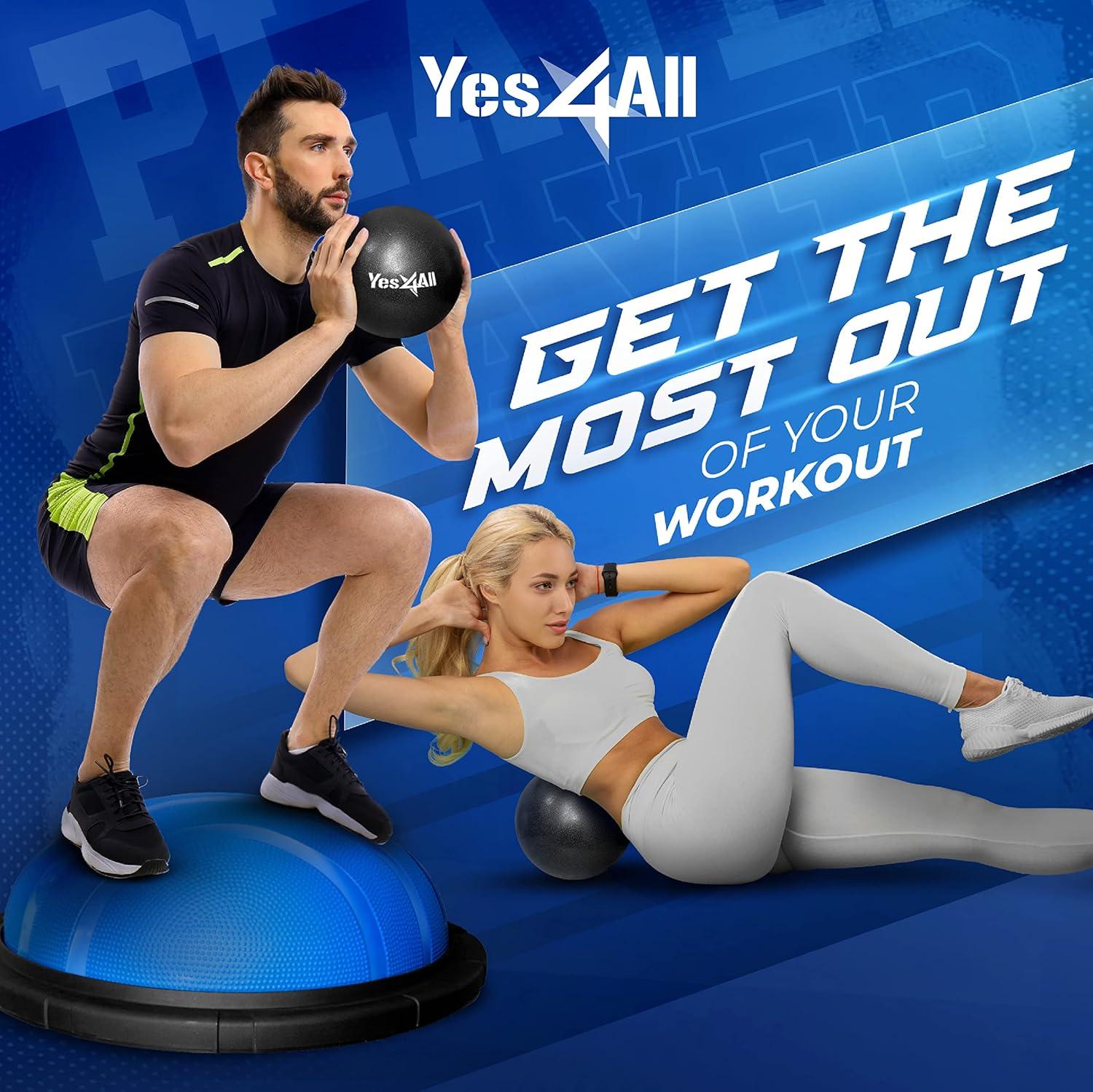 image:imageYes4All 880LBS Half Ball Balance Trainer Pilates Balance amp Stability Ball for Exercises Home Gym Floor amp Full Body WorkoutsC Upgrade Combo BlackBlue