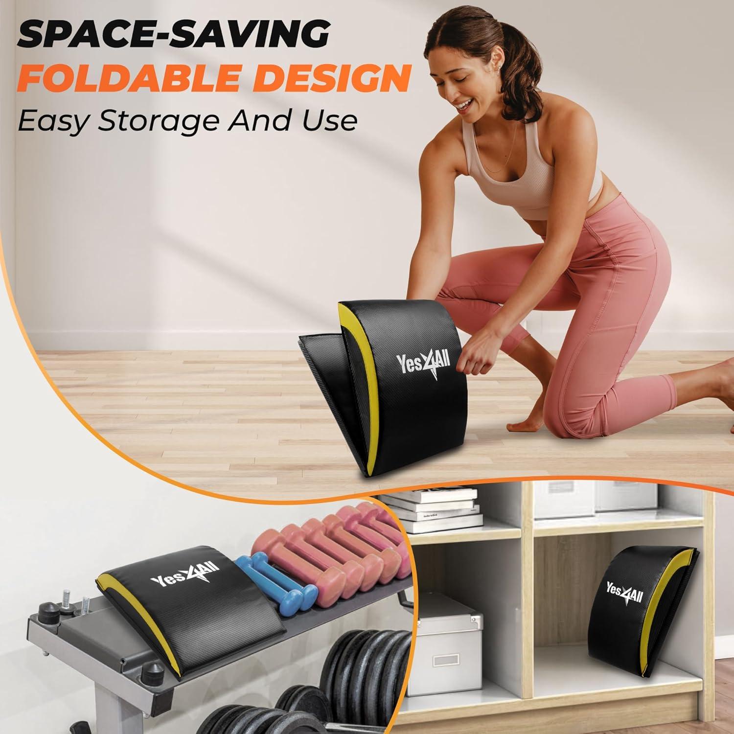 image:imageYes4All Abdominal Exercise Pads Foldable Ab Workout Equipment for Home Gym Core Training amp Back Stretching Sit Up Mat for Floor ExercisesB5 Yellow