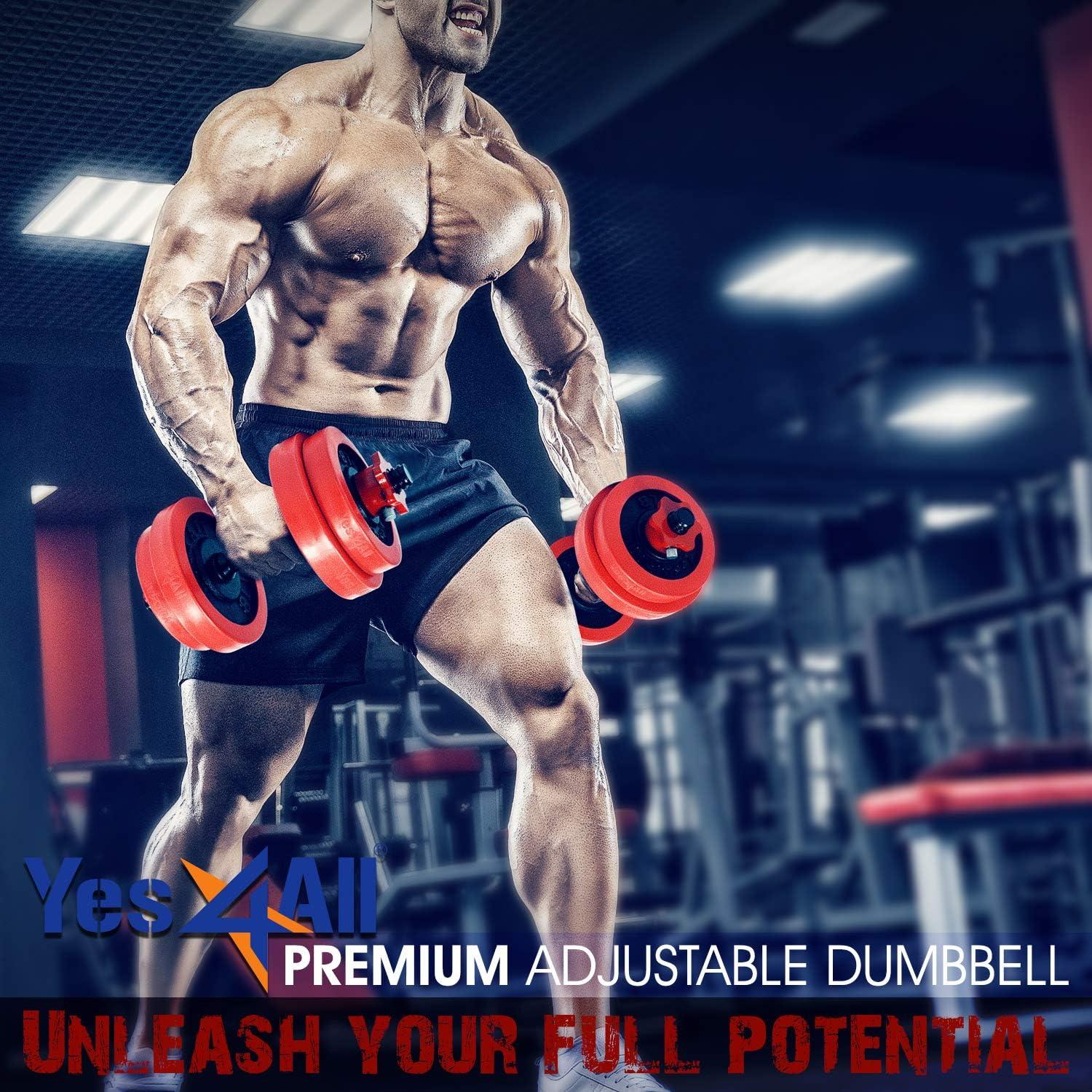 image:imageYes4All Adjustable Dumbbells 60 lb Dumbbell Weights with Protective Silicone Sleeves and Dumbbell Connector