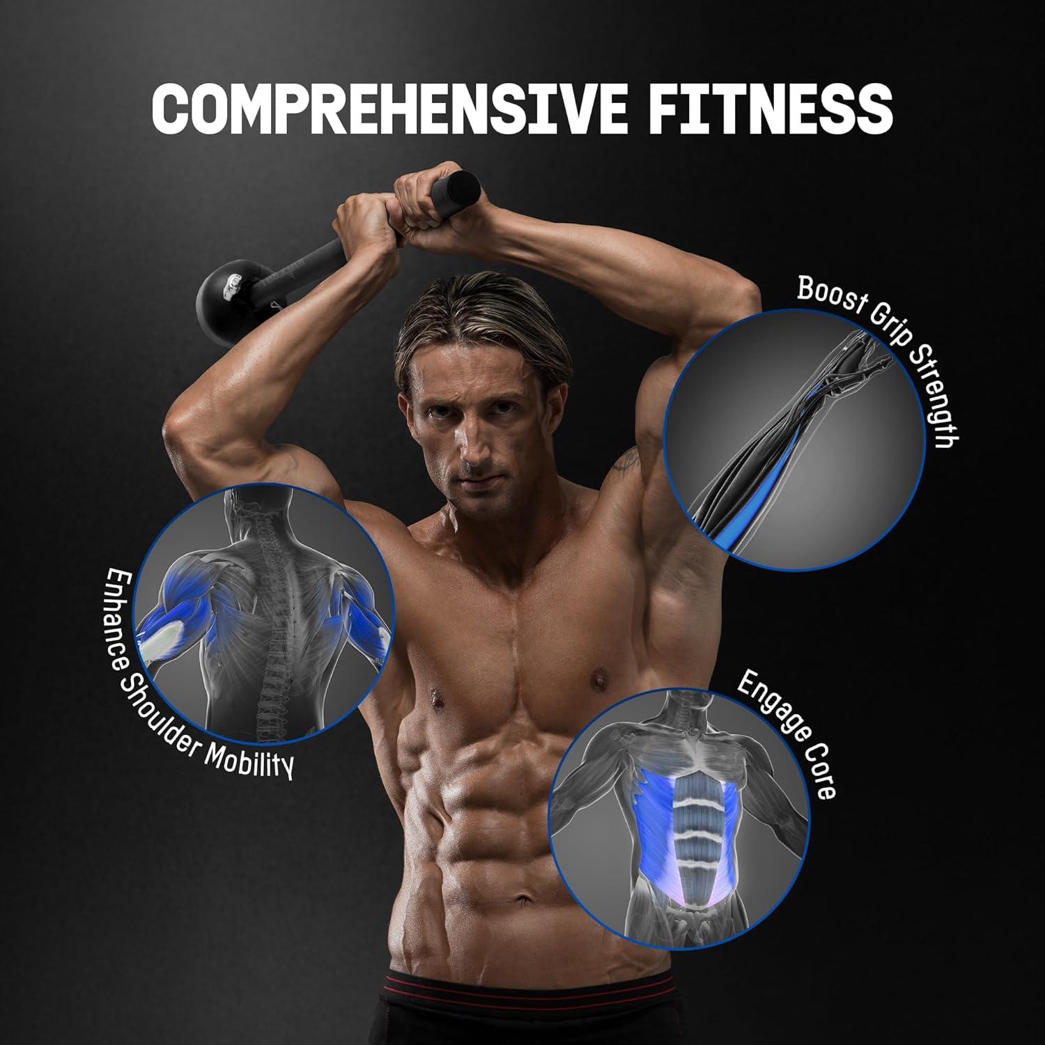 image:imageYes4All Adjustable Macebell 3in1 Steel Mace Weight Club 101520 LB Workout Mace for Strength Training with Diamond Knurling Handle amp SpaceSaving Design