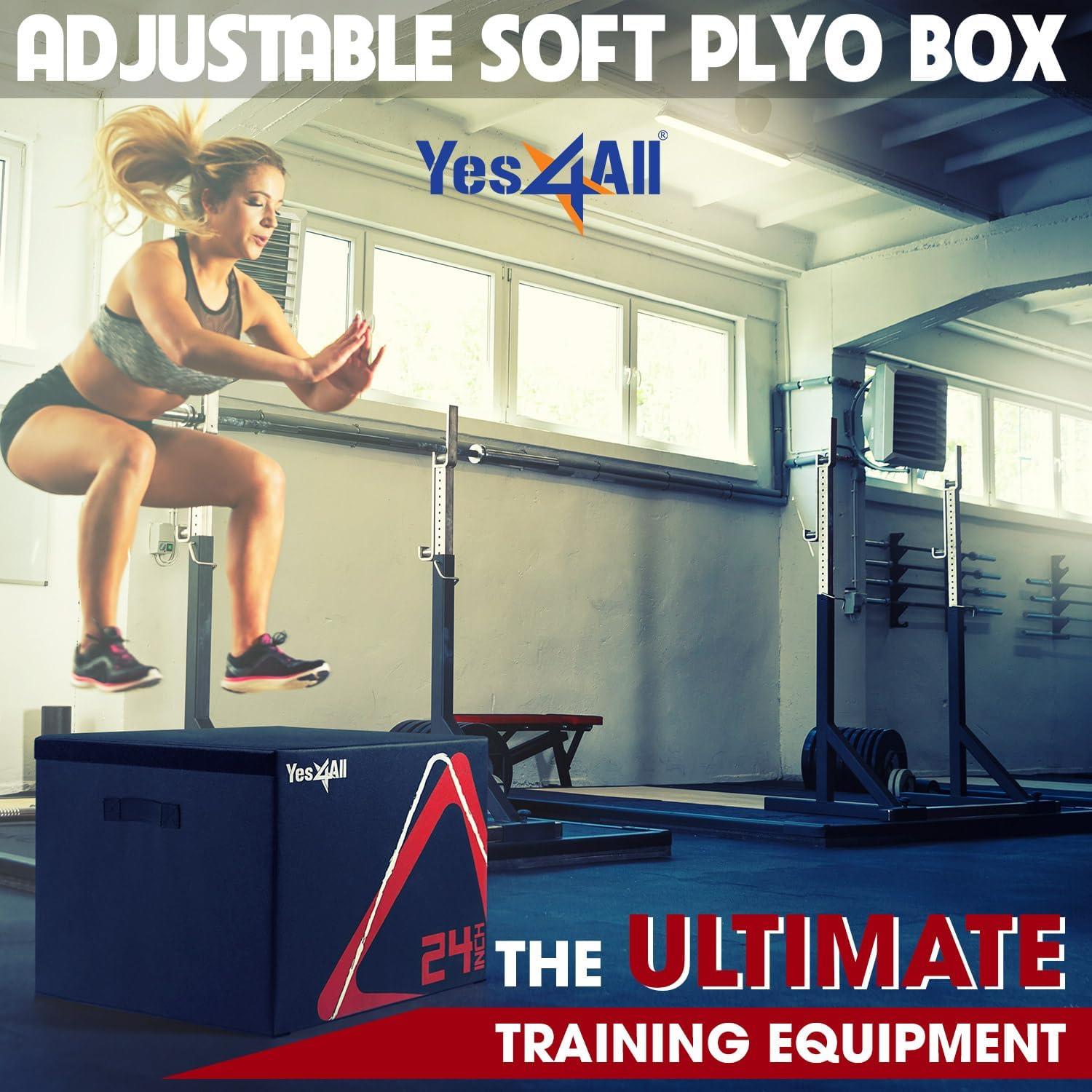 image:imageYes4All Adjustable Soft Plyo Box Jumping Trainer For Plyometric Exercises and Conditioning Multiple Height VariationsB Black 12