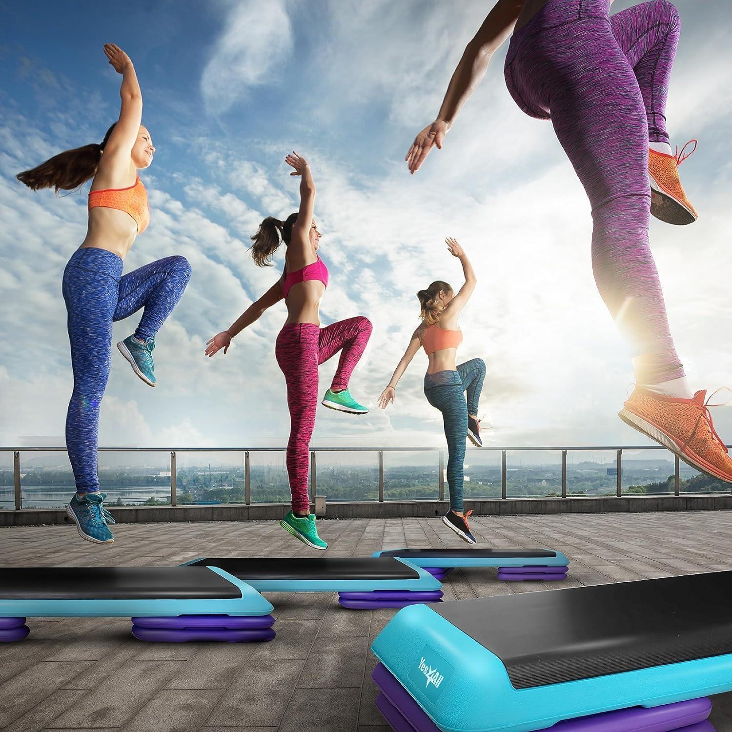 image:imageYes4All Adjustable Workout Aerobic Exercise Step Platform Health Club Size with 4 Adjustable Risers Included and Extra Risers OptionsD TealPurple