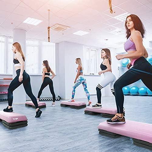 image:imageYes4All Adjustable Workout Aerobic Exercise Step Platform Health Club Size with 4 Adjustable Risers Included and Extra Risers OptionsF PinkGrey