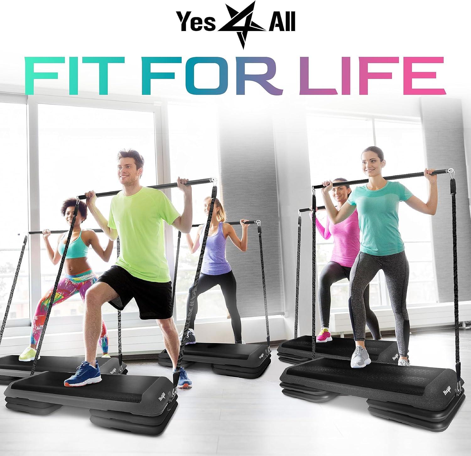 image:imageYes4All Adjustable Workout Aerobic Exercise Step Platform Health Club Size with 4 Adjustable Risers Included and Extra Risers OptionsG AdapterBlack