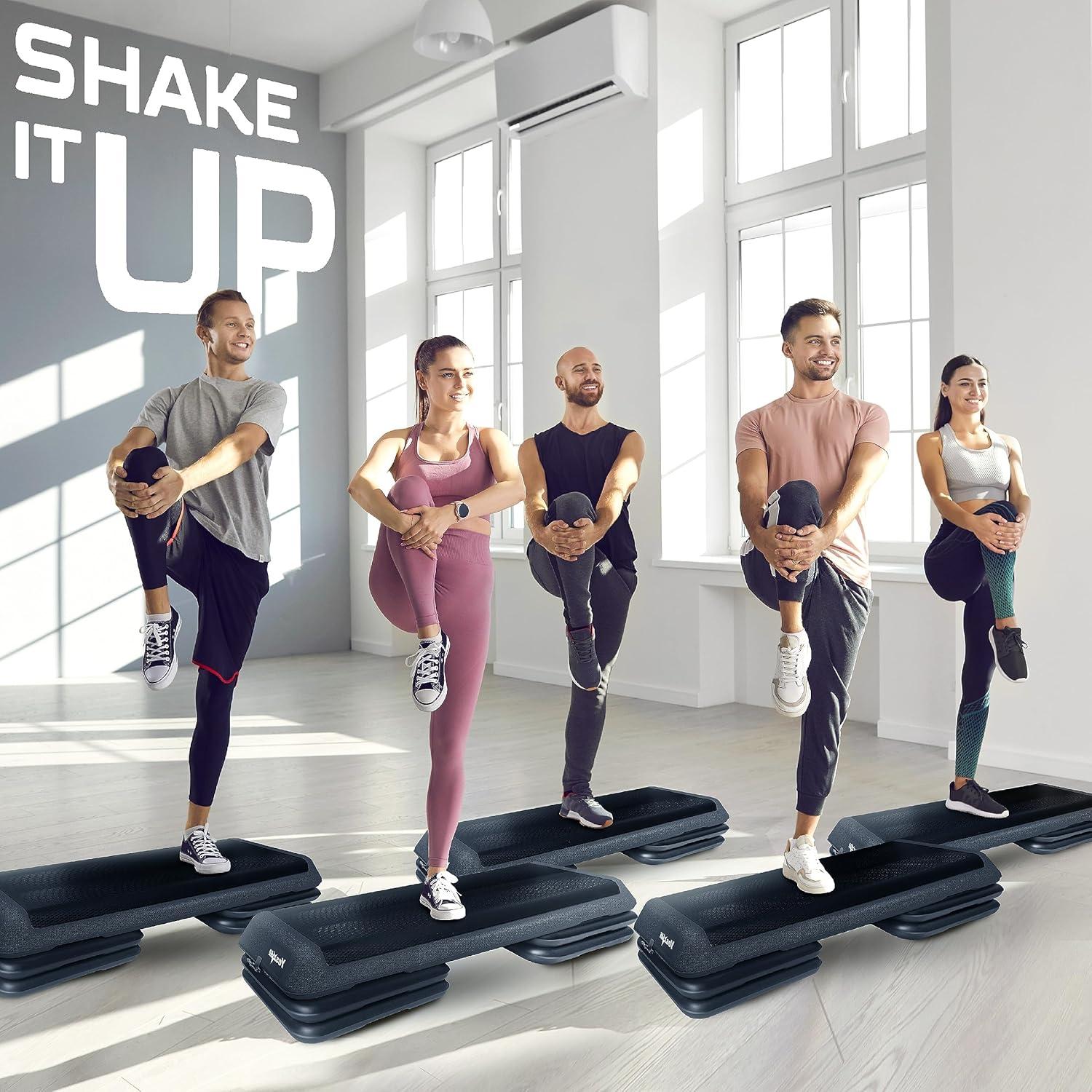 image:imageYes4All Adjustable Workout Aerobic Exercise Step Platform Health Club Size with 4 Adjustable Risers Included and Extra Risers OptionsG AdapterBlack