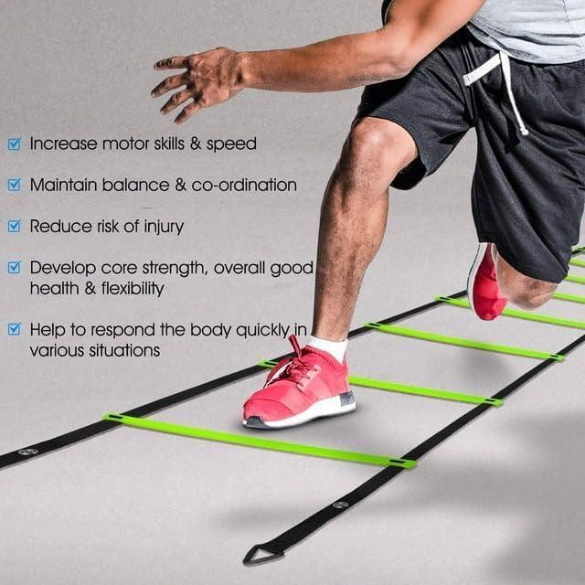 image:imageYes4All Agility Ladder Adjustable Speed amp Agility Training Equipment for All Ages Durable Portable Multiple Combo Sets AvailableB Combo Lime
