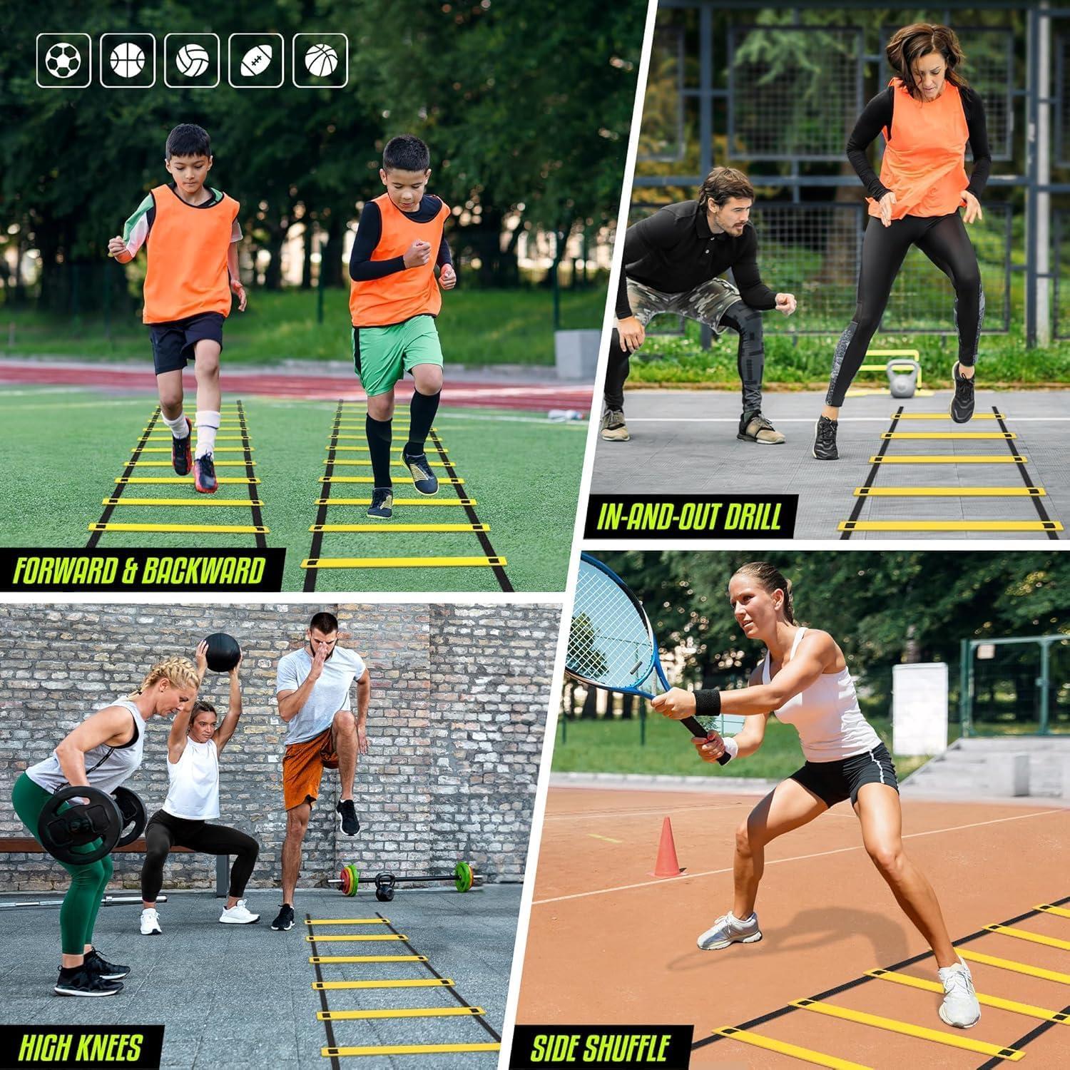 image:imageYes4All Agility Ladder Speed Training Equipment Adjustable Football Ladder for All Ages with Carry Bag Durable Portable Multiple Colors amp RungsA 8 Rung  Yellow
