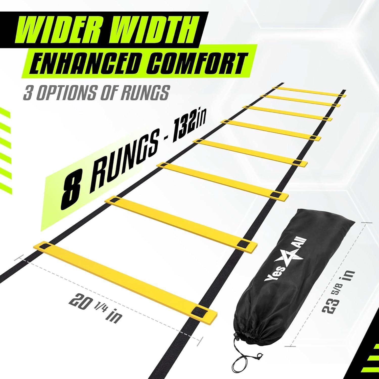 image:imageYes4All Agility Ladder Speed Training Equipment Adjustable Football Ladder for All Ages with Carry Bag Durable Portable Multiple Colors amp RungsA 8 Rung  Yellow