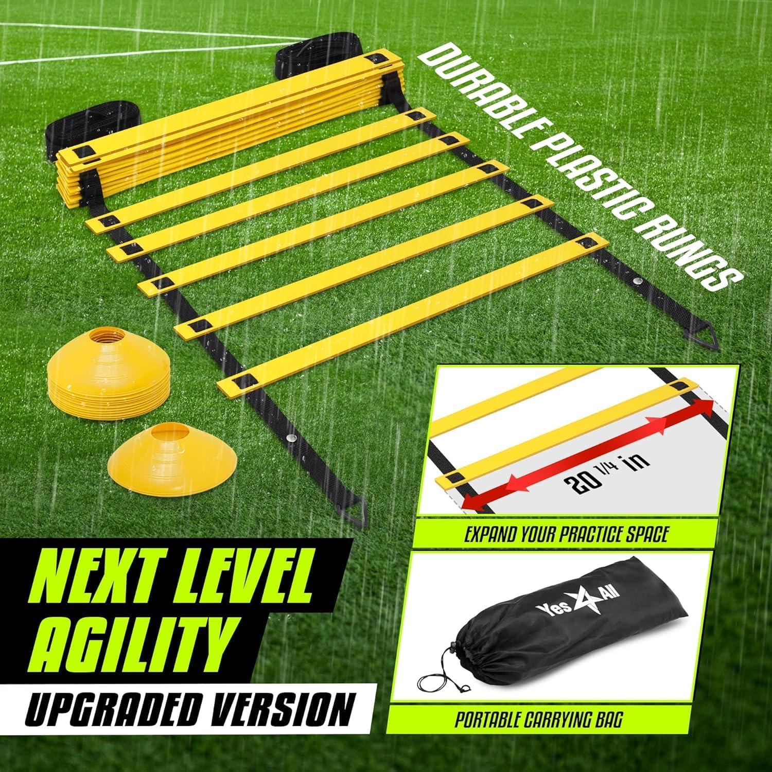 image:imageYes4All Agility Ladder Speed Training Equipment Adjustable Football Ladder for All Ages with Carry Bag Durable Portable Multiple Colors amp RungsA 8 Rung  Yellow