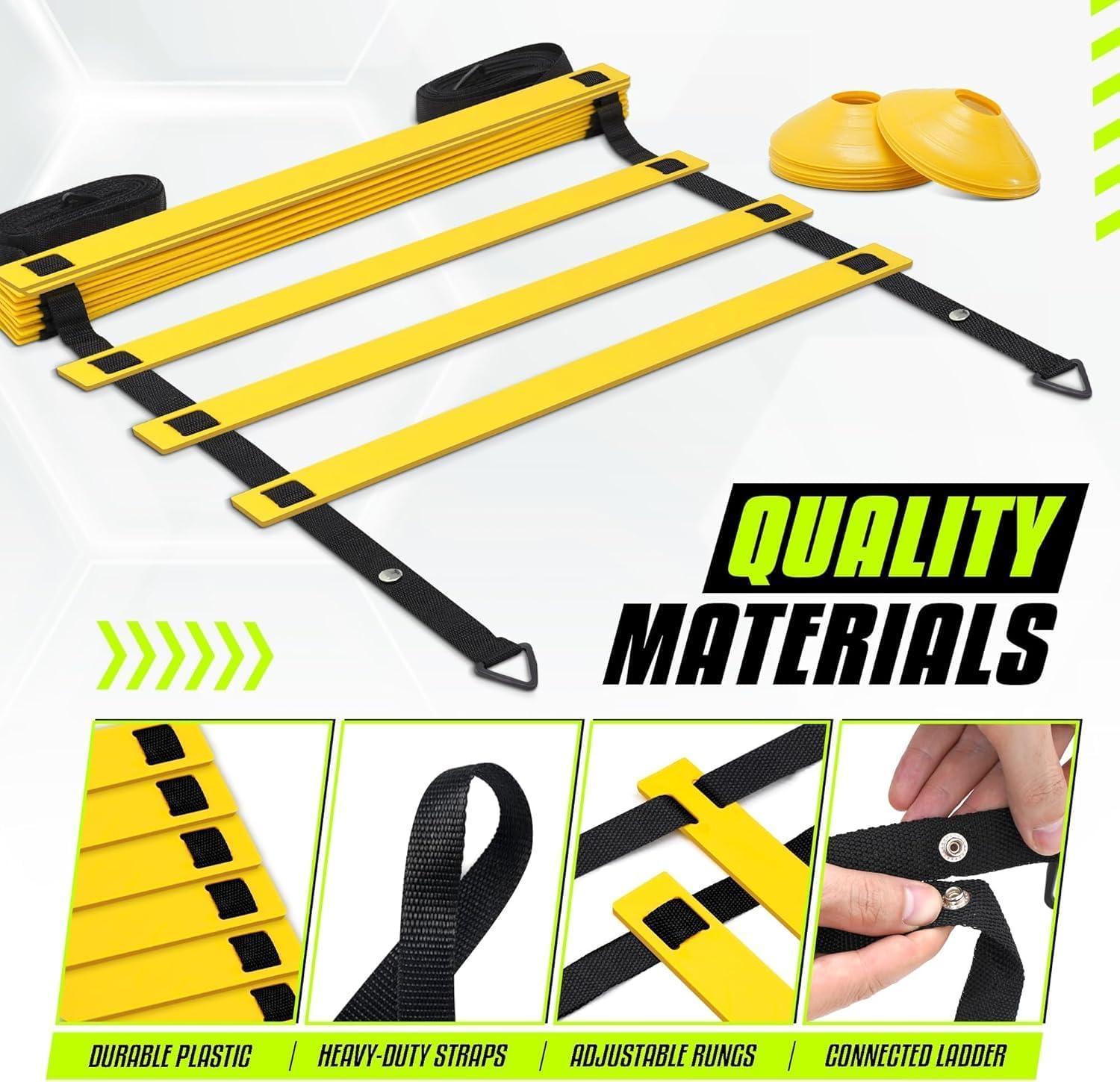 image:imageYes4All Agility Ladder Speed Training Equipment Adjustable Football Ladder for All Ages with Carry Bag Durable Portable Multiple Colors amp RungsA 8 Rung  Yellow