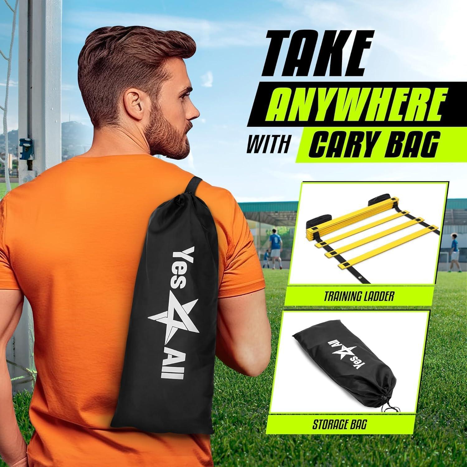 image:imageYes4All Agility Ladder Speed Training Equipment Adjustable Football Ladder for All Ages with Carry Bag Durable Portable Multiple Colors amp RungsA 8 Rung  Yellow