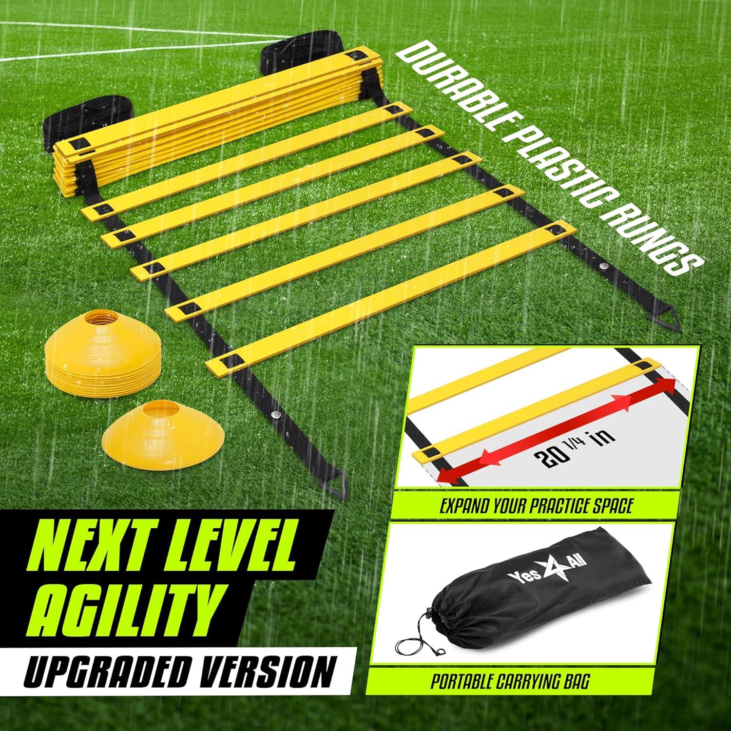 image:imageYes4All Agility Ladder Speed Training Equipment Adjustable Football Ladder for All Ages with Carry Bag Durable Portable Multiple Colors amp RungsB 12 Rung  Yellow