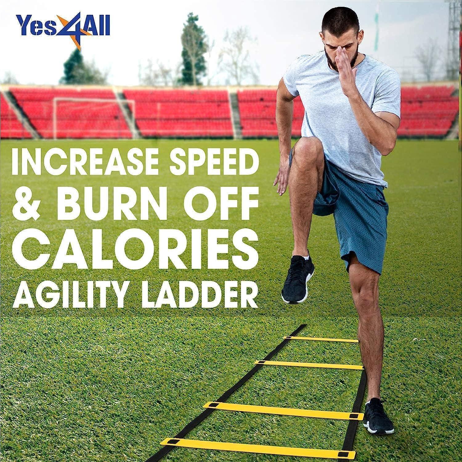 image:imageYes4All Agility Ladder Speed Training Equipment Adjustable Football Ladder for All Ages with Carry Bag Durable Portable Multiple Colors amp RungsB 12 Rung  Yellow