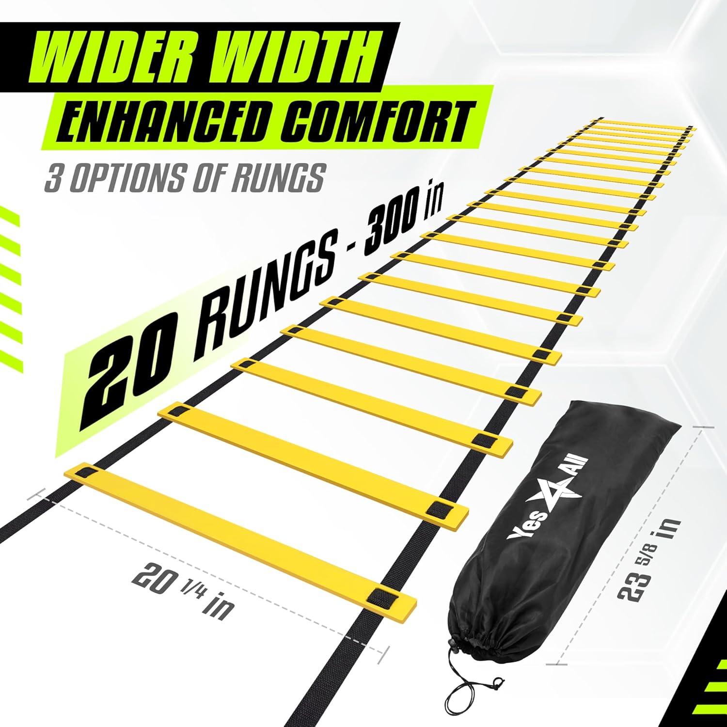image:imageYes4All Agility Ladder Speed Training Equipment Adjustable Football Ladder for All Ages with Carry Bag Durable Portable Multiple Colors amp RungsC 20 rung  Yellow