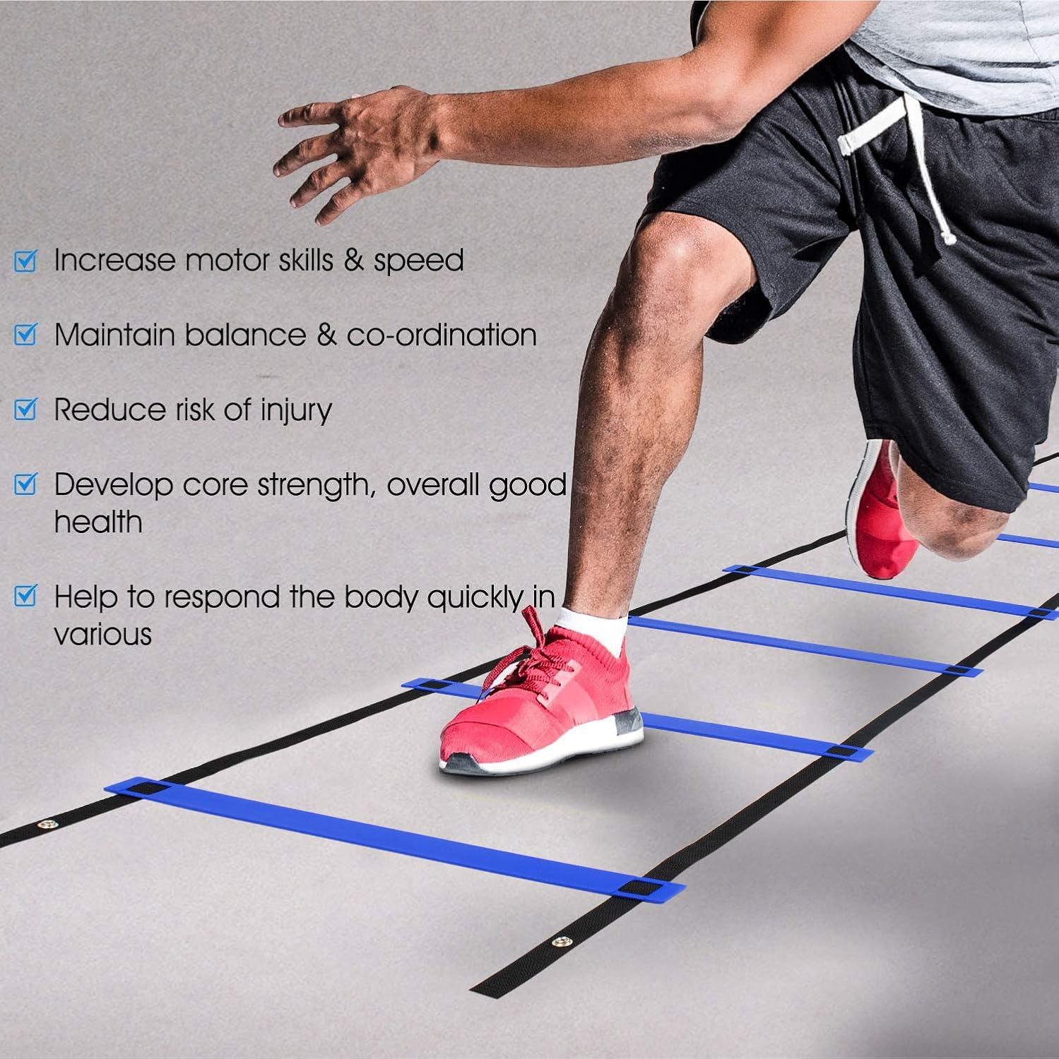 image:imageYes4All Agility Ladder Speed Training Equipment Adjustable Football Ladder for All Ages with Carry Bag Durable Portable Multiple Colors amp RungsE 12 rung  Blue