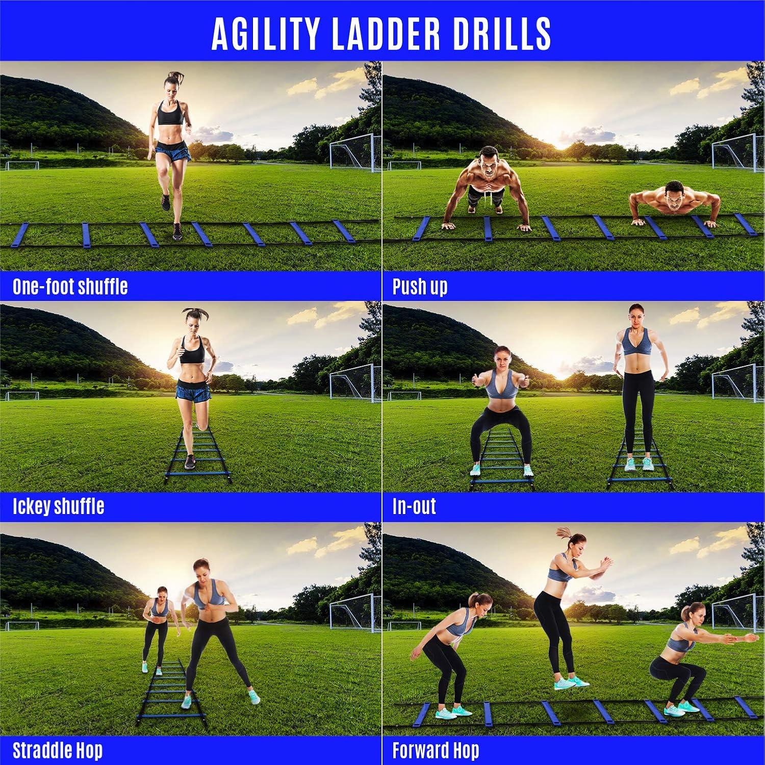 image:imageYes4All Agility Ladder Speed Training Equipment Adjustable Football Ladder for All Ages with Carry Bag Durable Portable Multiple Colors amp RungsE 12 rung  Blue