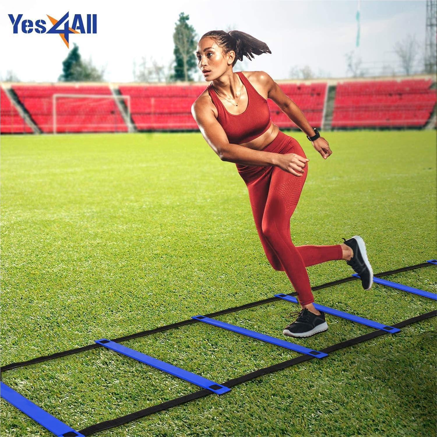 image:imageYes4All Agility Ladder Speed Training Equipment Adjustable Football Ladder for All Ages with Carry Bag Durable Portable Multiple Colors amp RungsE 12 rung  Blue