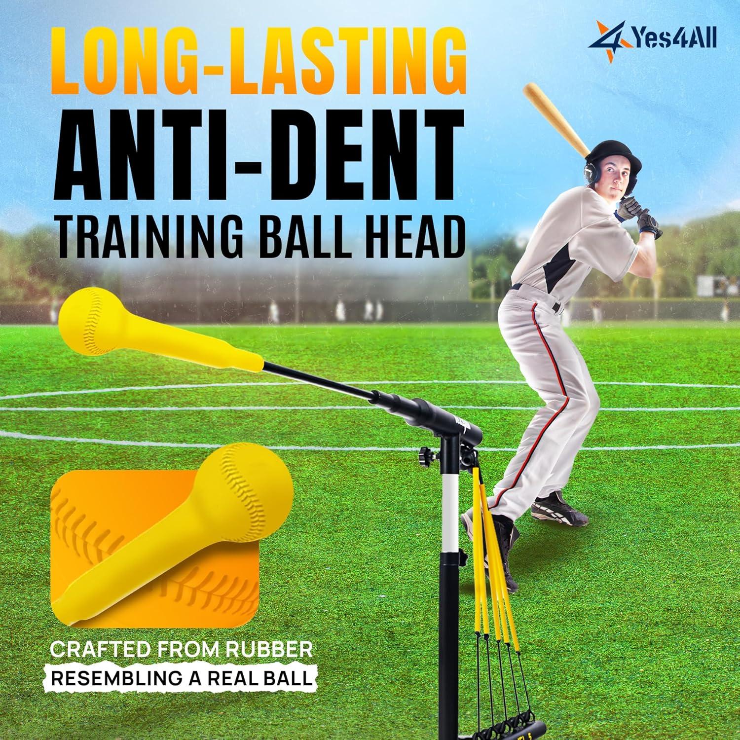 image:imageYes4All Baseball Practice Training Equipment 5 Elastic Bowstrings SoftballBaseball Hitting Trainer for All Ages Adjustable Height amp Portable Baseball Batting Practice Swing Trainer