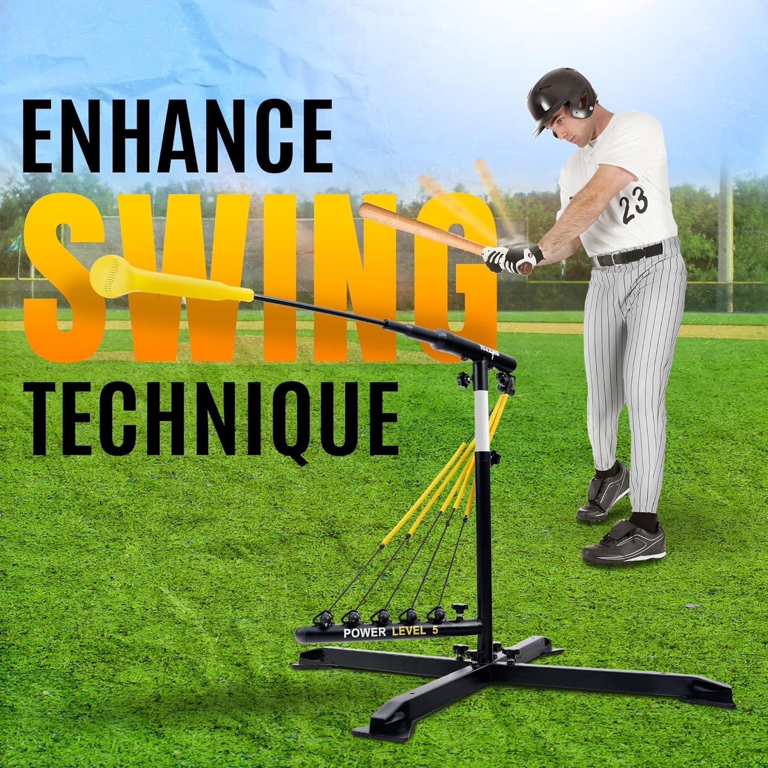 image:imageYes4All Baseball Practice Training Equipment 5 Elastic Bowstrings SoftballBaseball Hitting Trainer for All Ages Adjustable Height amp Portable Baseball Batting Practice Swing Trainer