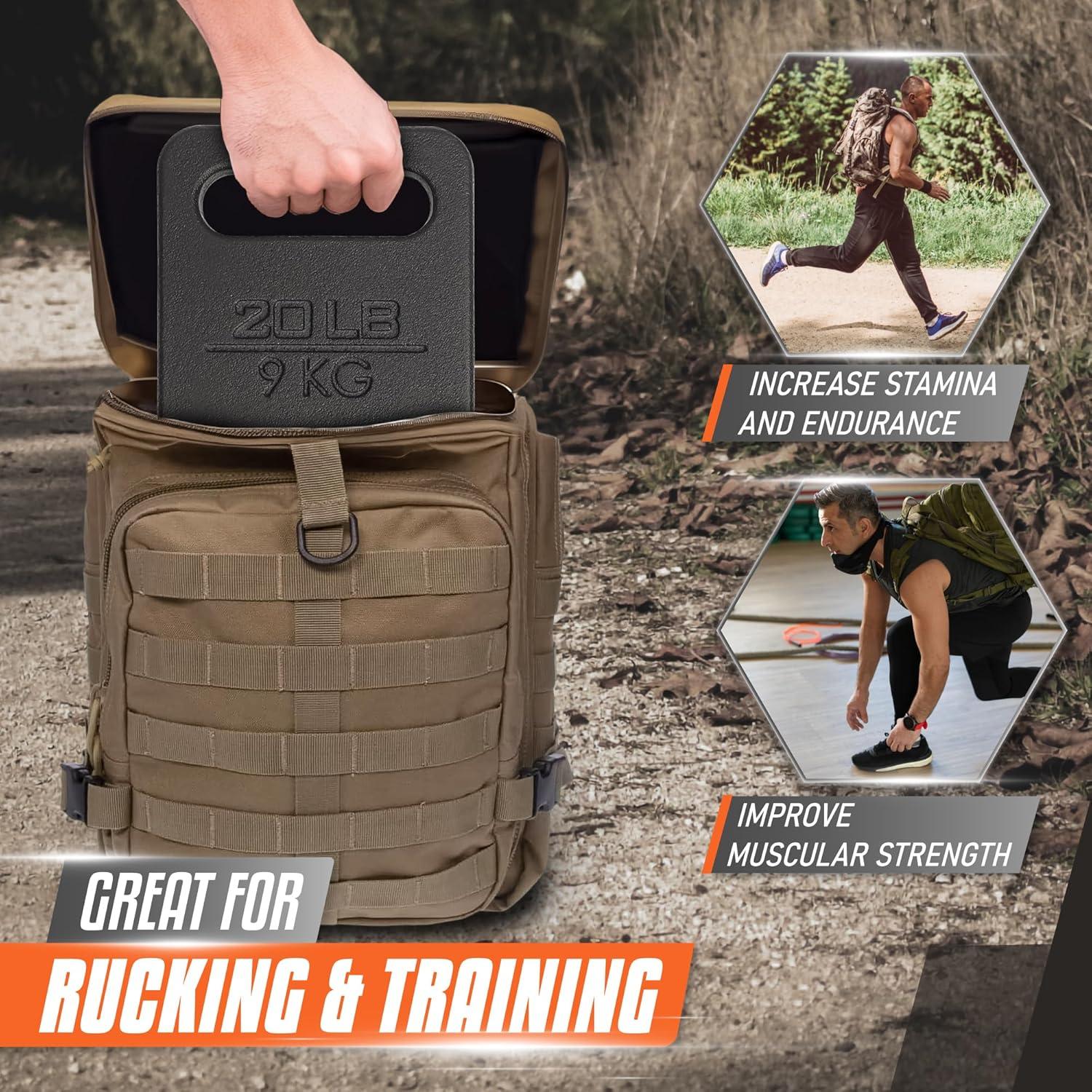 image:imageYes4All Cast Iron Rucking Weight for Backpack Training Weight Plate with Ergonomic Rounded Handle Protective Glossy Finish for Weighted Walking Hiking Rucking Resistance Workout 10 LBK 60LB