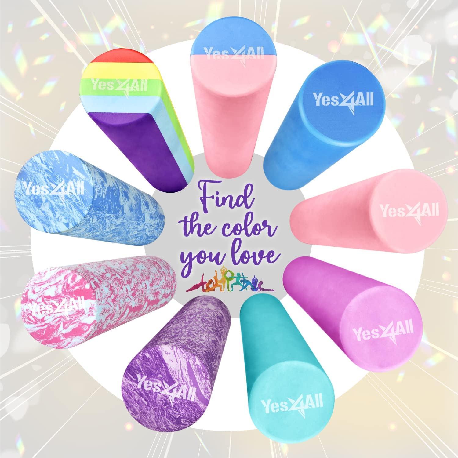 image:imageYes4All EVA Firm Foam Rollers for Yoga amp Pilates Available in 12 18 24 36 inch Yoga Roller for Massage Stretching Core StrengtheningG Rainbow Smooth