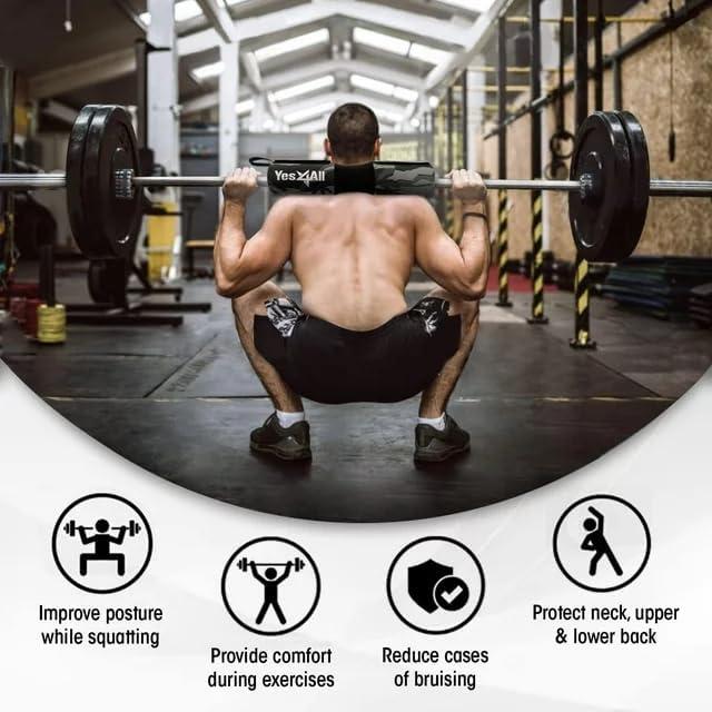 image:imageYes4All Ergonomic Foam Bar Pad Olympic Barbell Squat Pad Neck Pad for Squats Hip Thrusts Weight Lifting Bar Pad