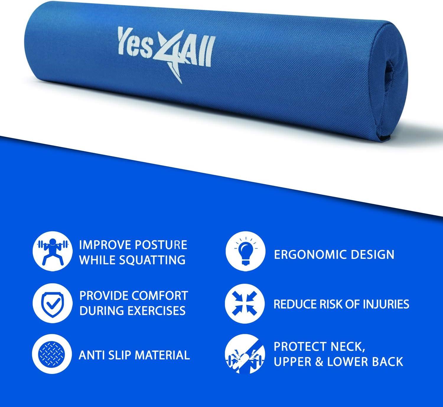 image:imageYes4All Ergonomic Foam Bar Pad Olympic Barbell Squat amp Neck Pad for Squats Hip Thrusts amp Weight Lifting BarBlue