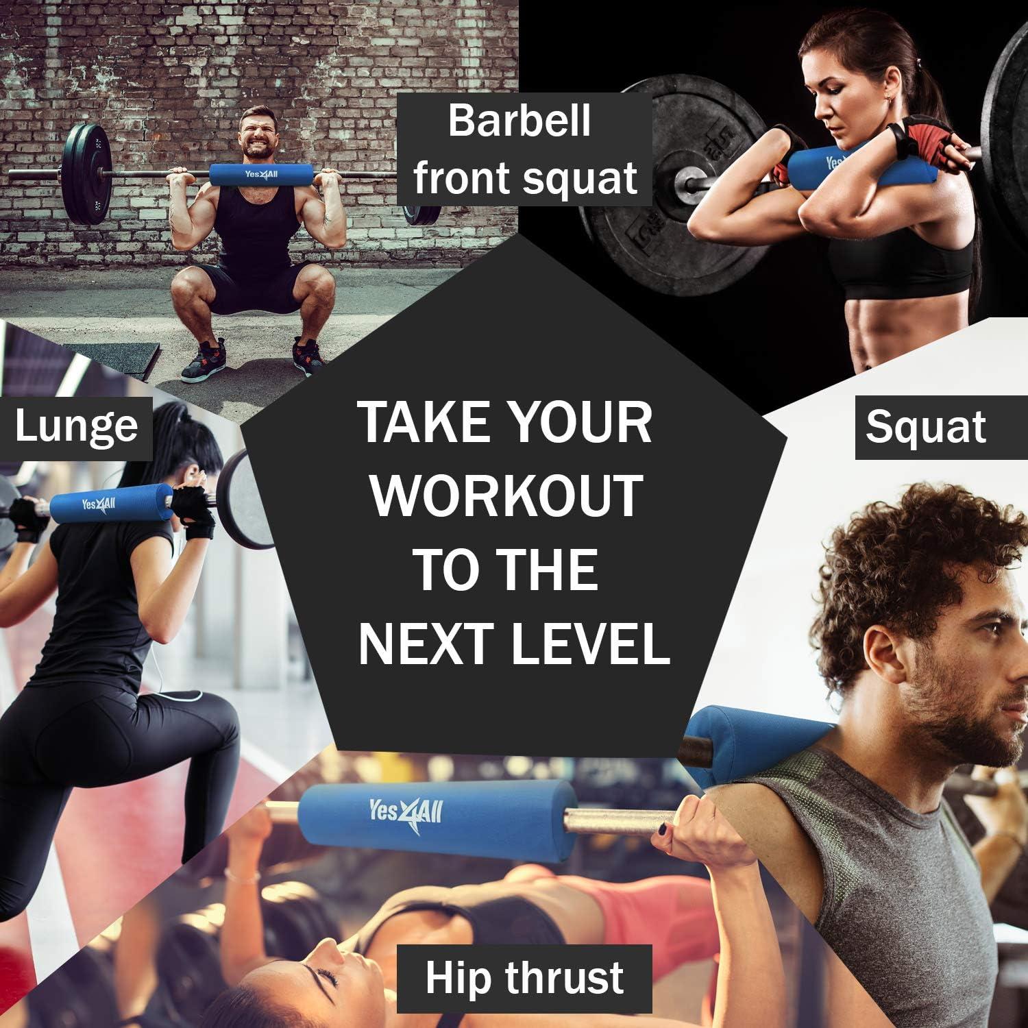 image:imageYes4All Ergonomic Foam Bar Pad Olympic Barbell Squat amp Neck Pad for Squats Hip Thrusts amp Weight Lifting BarBlue