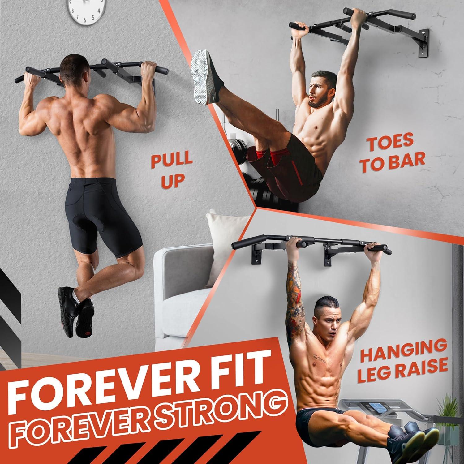 image:imageYes4All Heavy Duty Wall Mounted Pull Up Bar MultiGrip Pull Ups Pull Up Bar Ceiling Mount Joist Mount for Home GymA Wall and 16 or 24 Stud Mounted Chin Up Bar