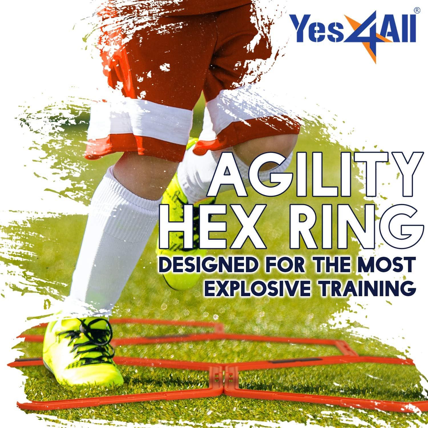 image:imageYes4All Hex Agility RingsSpeed Rings with Carrying Bag Hexagon Rings Agility Hurdles for Agility Footwork TrainingB Orange 12 Rings