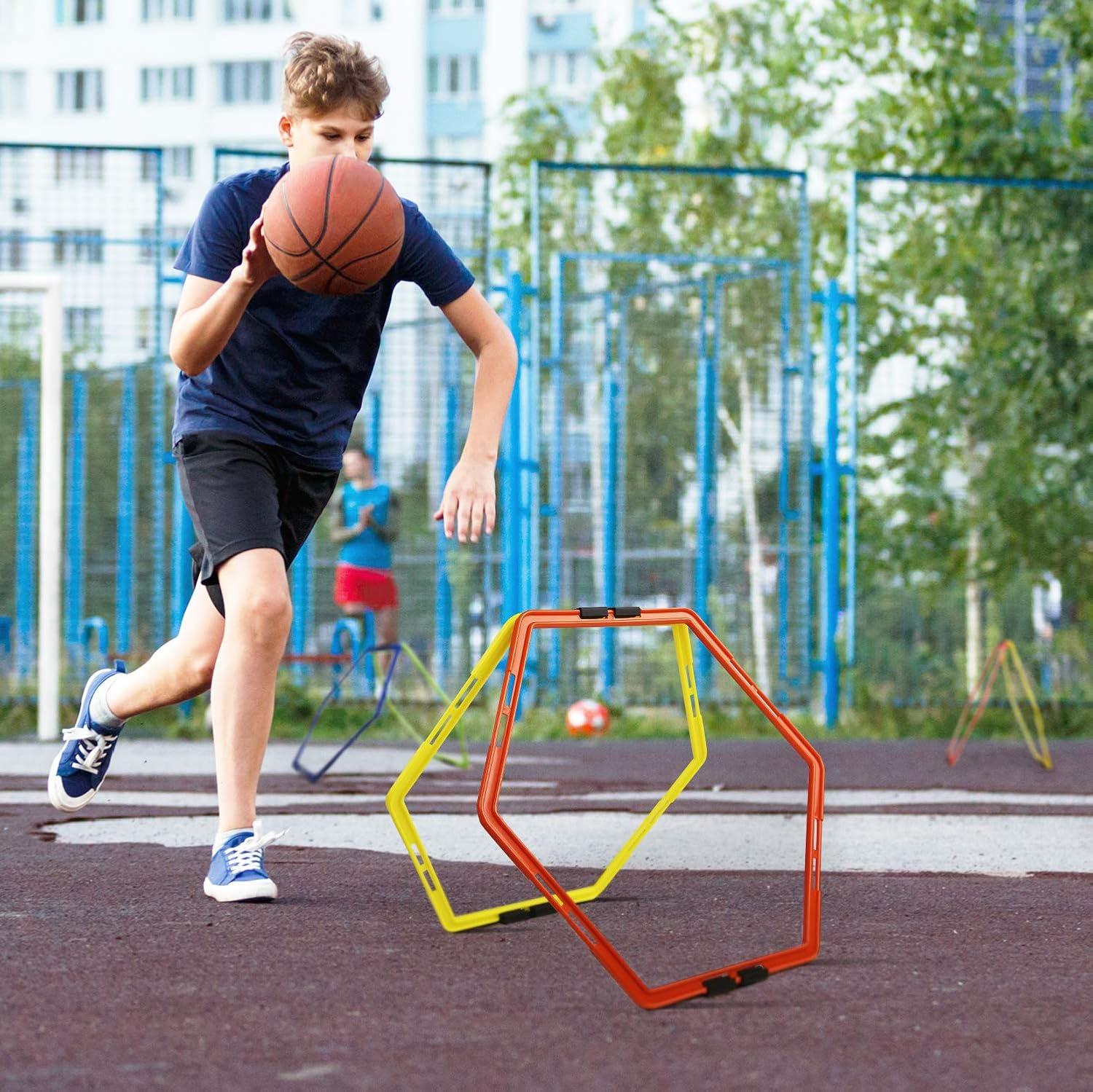 image:imageYes4All Hex Agility RingsSpeed Rings with Carrying Bag Hexagon Rings Agility Hurdles for Agility Footwork TrainingE Colorful 6 Rings