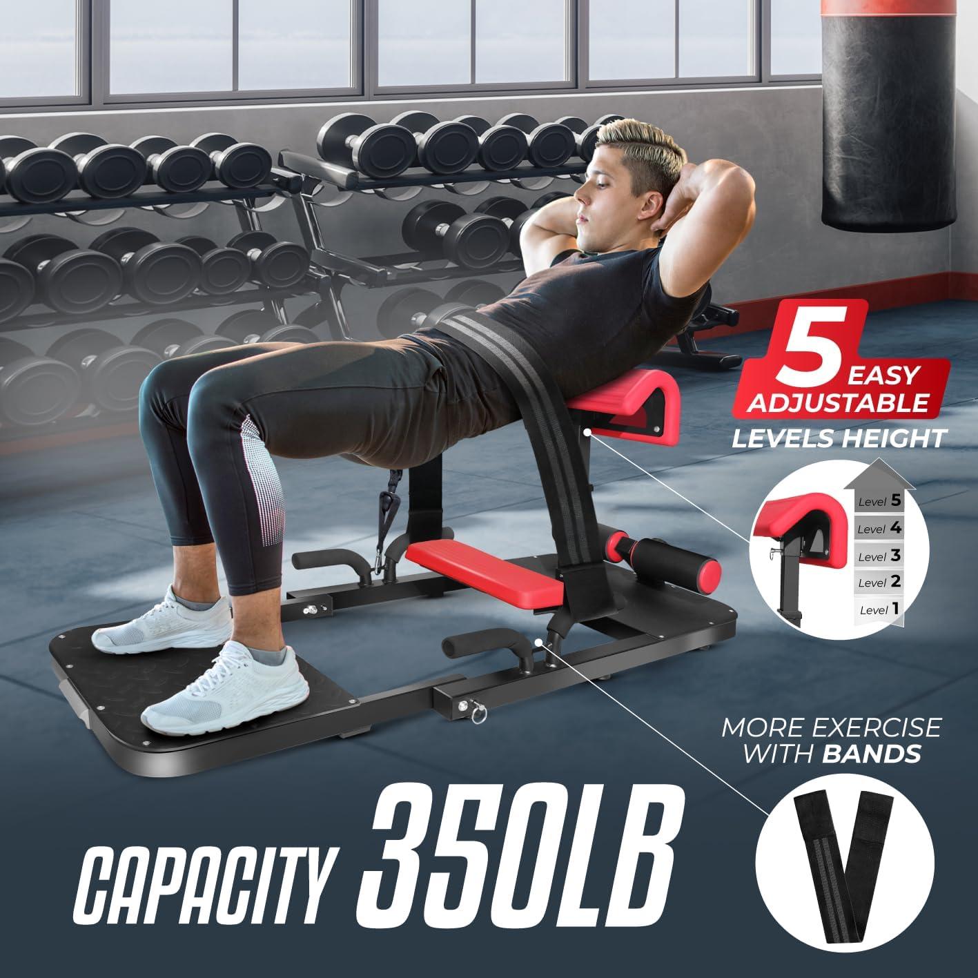 image:imageYes4All Hip Thrust Machine Including Resistance Bands Glute Machine Sissy Squat Machine Hip Thrust Bench for Glute Training