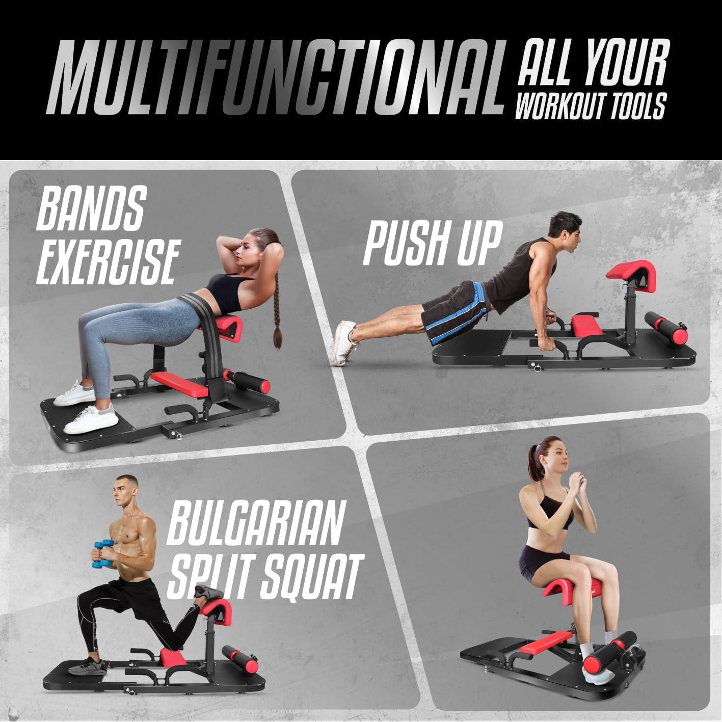 image:imageYes4All Hip Thrust Machine Including Resistance Bands Glute Machine Sissy Squat Machine Hip Thrust Bench for Glute Training