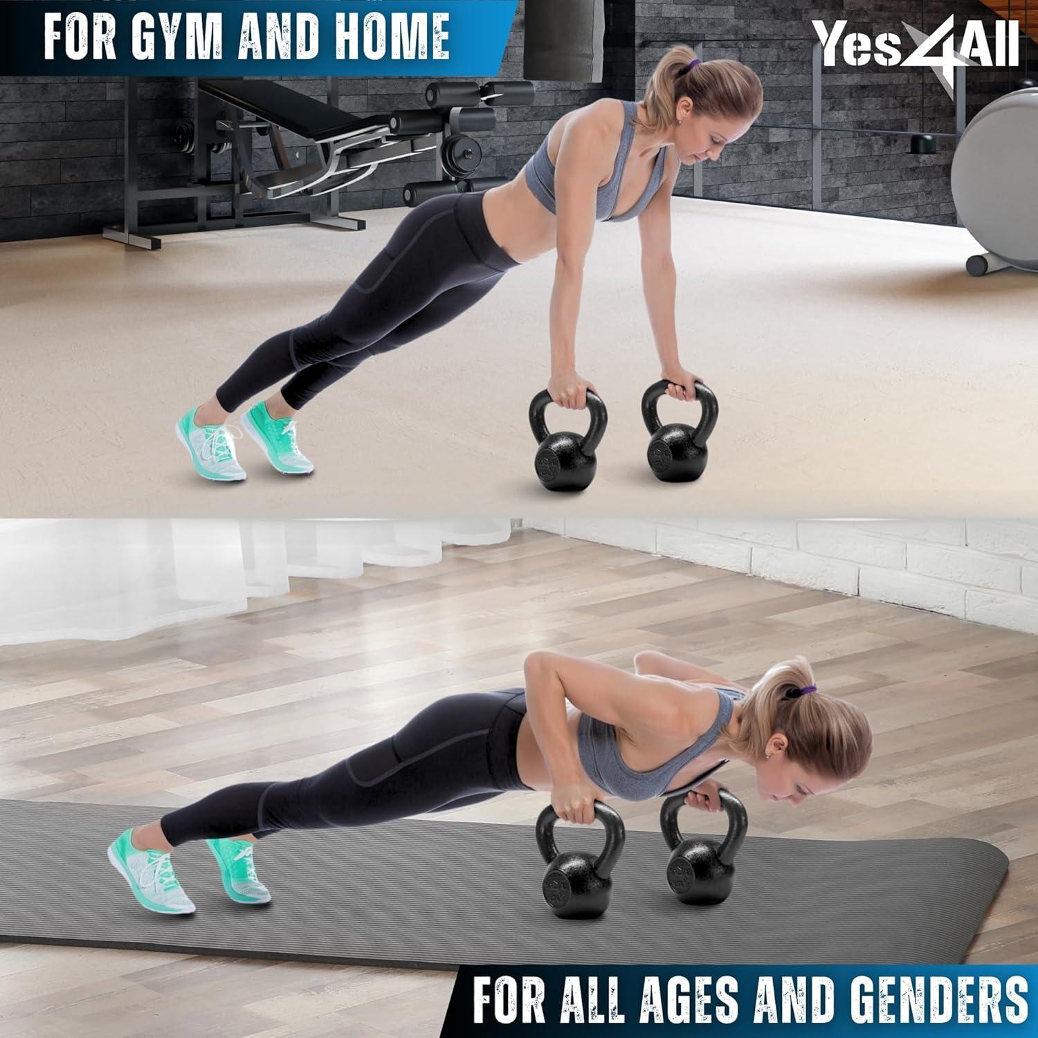 image:imageYes4All Kettlebell Sets 5 10 15 20 25 30 LB Cast Iron Strength Training Kettlebells Wide Handles amp Flat Bottom MultiLevel from Beginners to Pros for Strength Training amp Home GymH 5 10 15 20 25 30 lbs