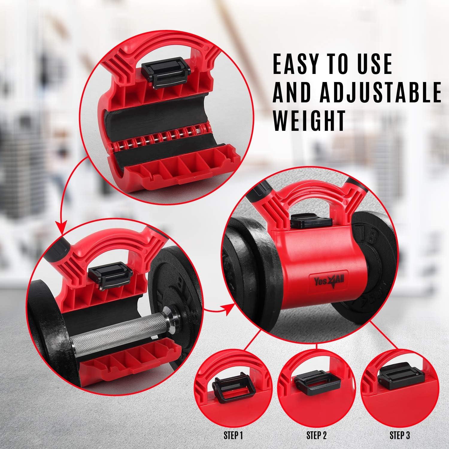 image:imageYes4All Kettlebells Grip Dumbbell Grip Handle Convert Dumbbells into Kettlebell for Home Gym Kettlebell for Weights PlateA Combo Red Red