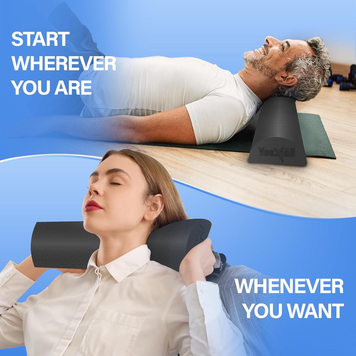 image:imageYes4All Medium Firm PE Half Foam Rollers for PostWorkout Relaxation 12182436 inch Foam Roll for Back Massage amp Yoga Exercise Black 24in
