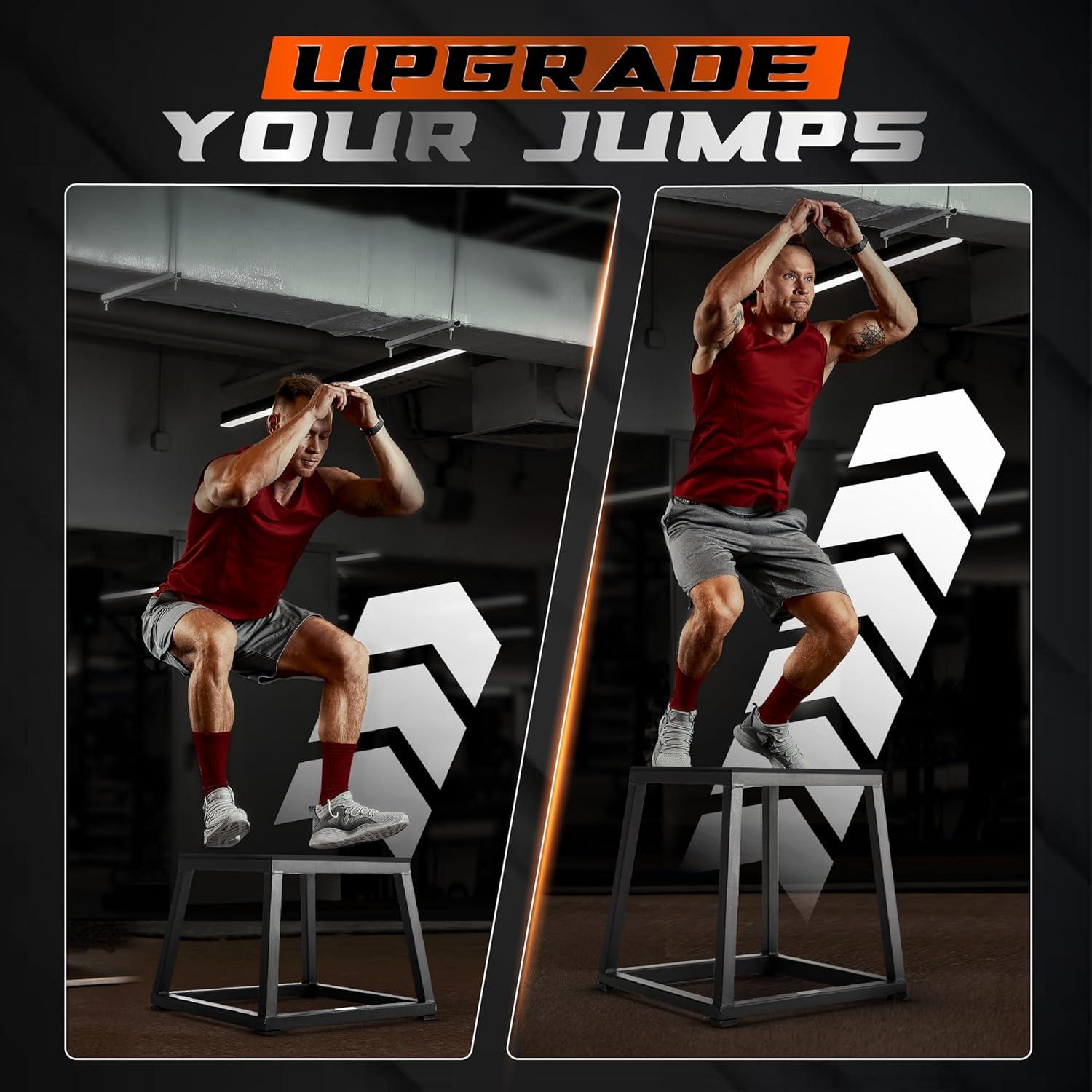 image:imageYes4All Metal Plyometric Box with 550lbs Capacity PreAssembled Plyo Jump Platform Step Up Box for Workout Home Gym12 inches