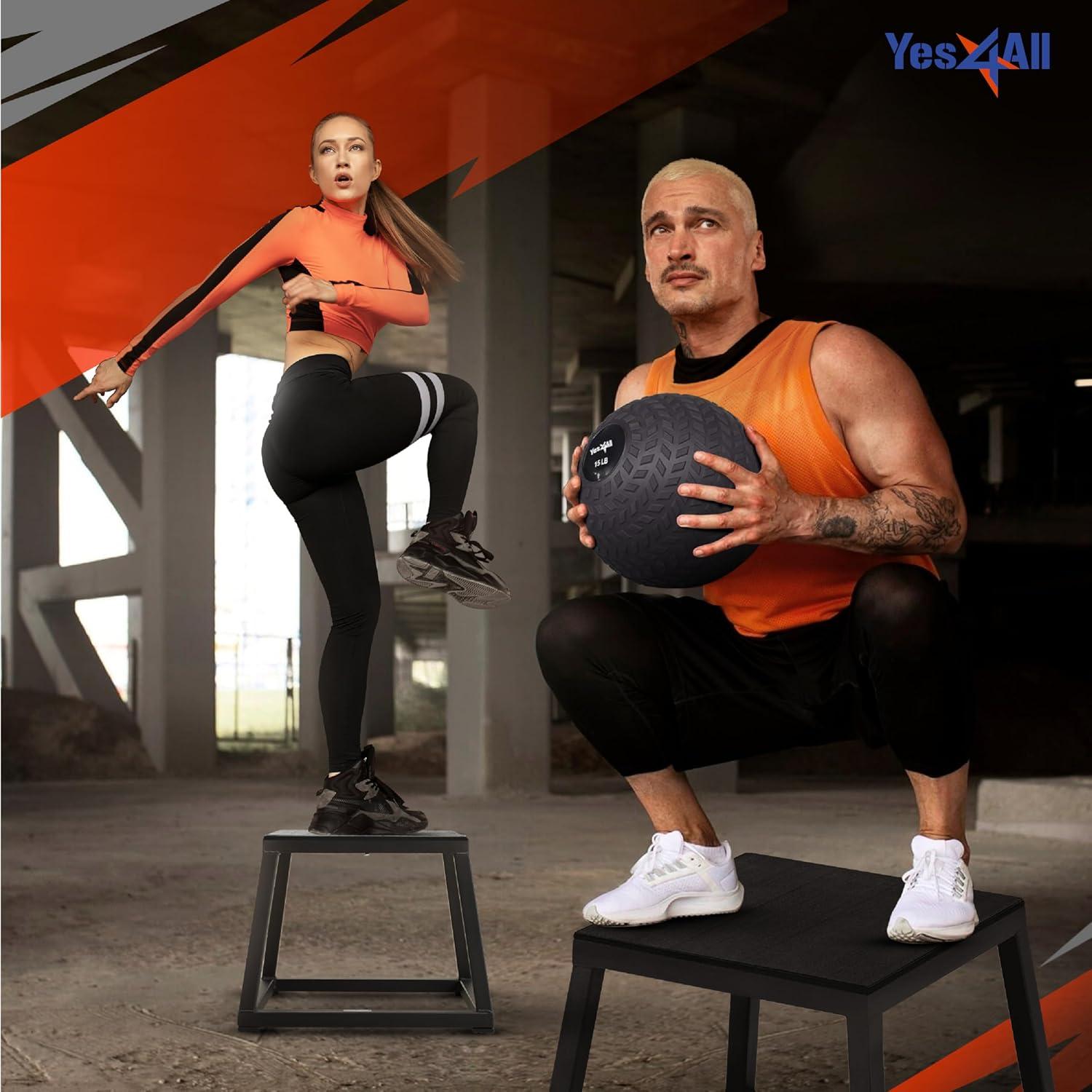 image:imageYes4All Metal Plyometric Box with 550lbs Capacity PreAssembled Plyo Jump Platform Step Up Box for Workout Home Gym18 inches