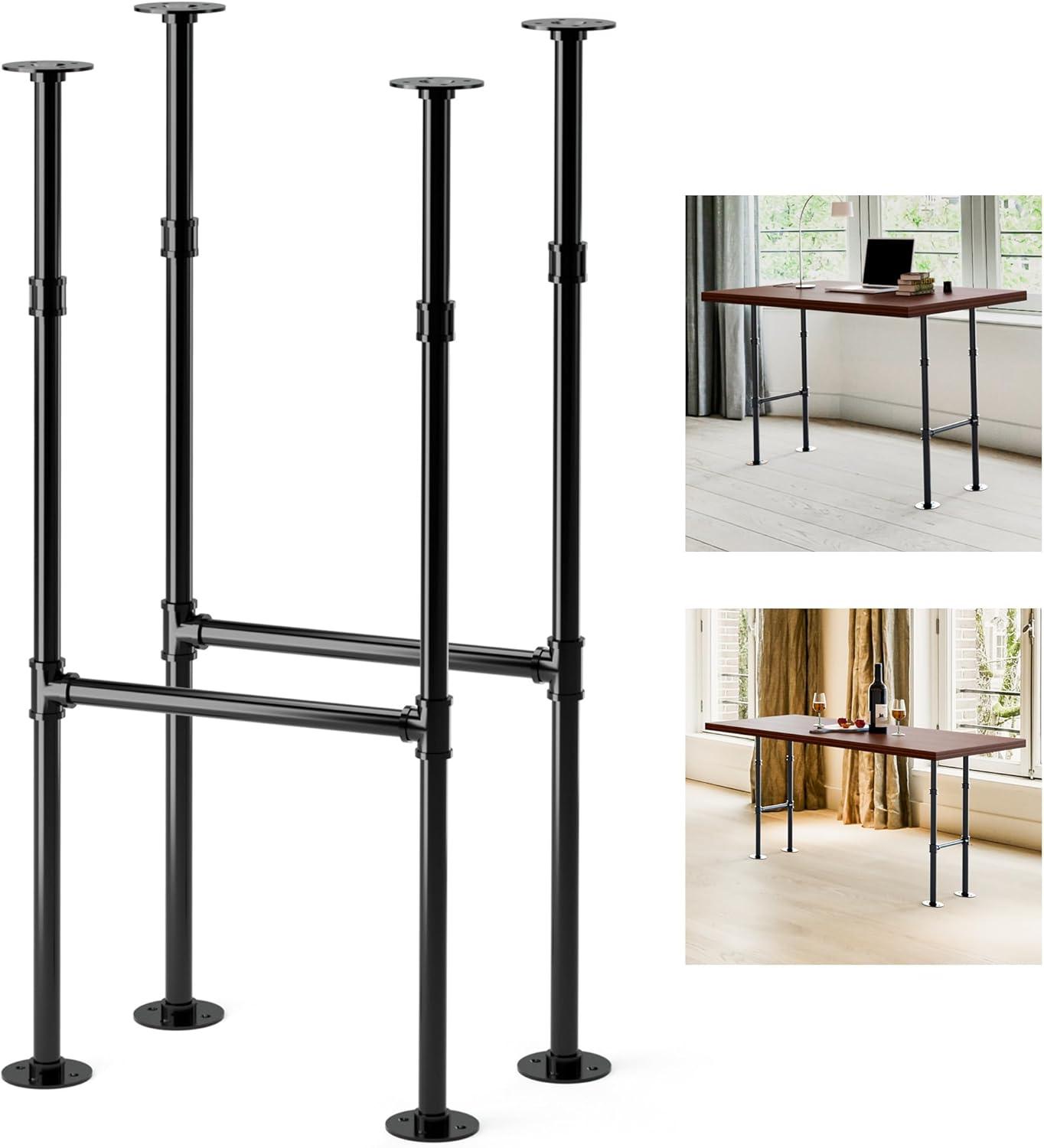 image:imageYes4All Metal Table Legs 28 inch Height with Adjustable Protector Levelers Zig Zag Heavy Duty Black Bear Up to 800lb Set of 2Hshape