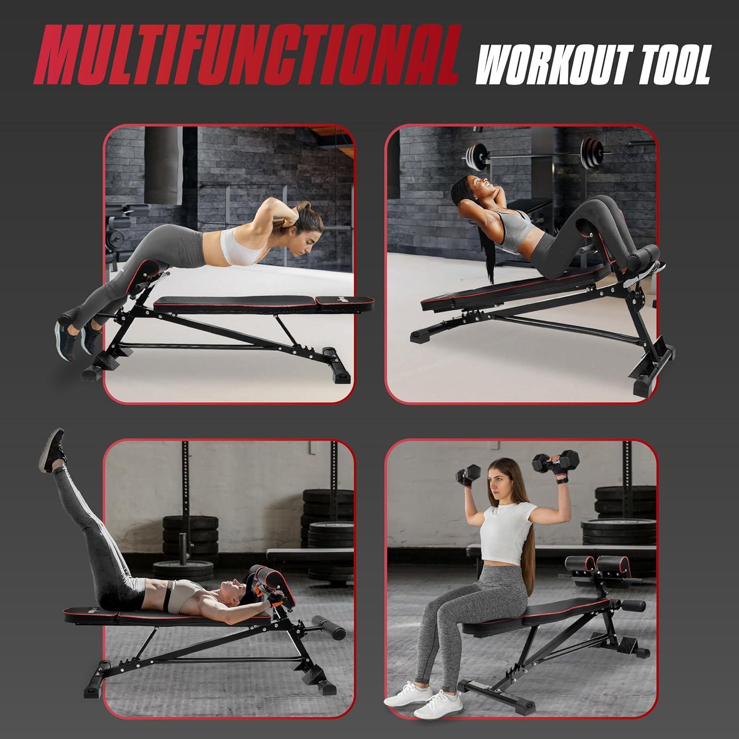 image:imageYes4All MultiFunctional Workout Bench Sit Up Bench Weight Bench Roman Chair amp Back Extension for Core TrainingBlack Red