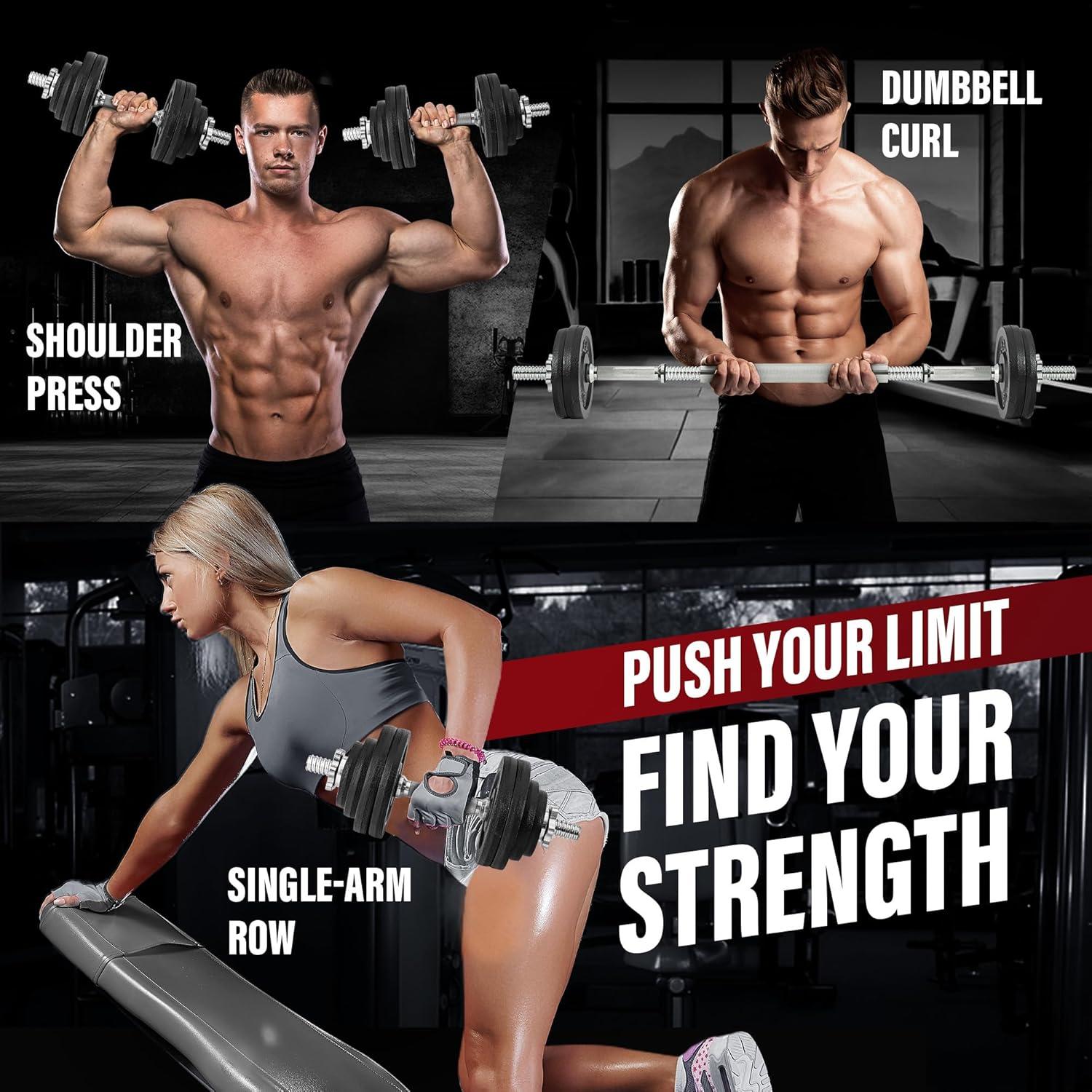 image:imageYes4All Old School Adjustable Dumbbell Set with Weight Plates Star Lock CollarsConnector 40lbs to 200lbs Adjustable Weight Plates SetF Barbell 60LB or 30LB Dumbbell Pair Black