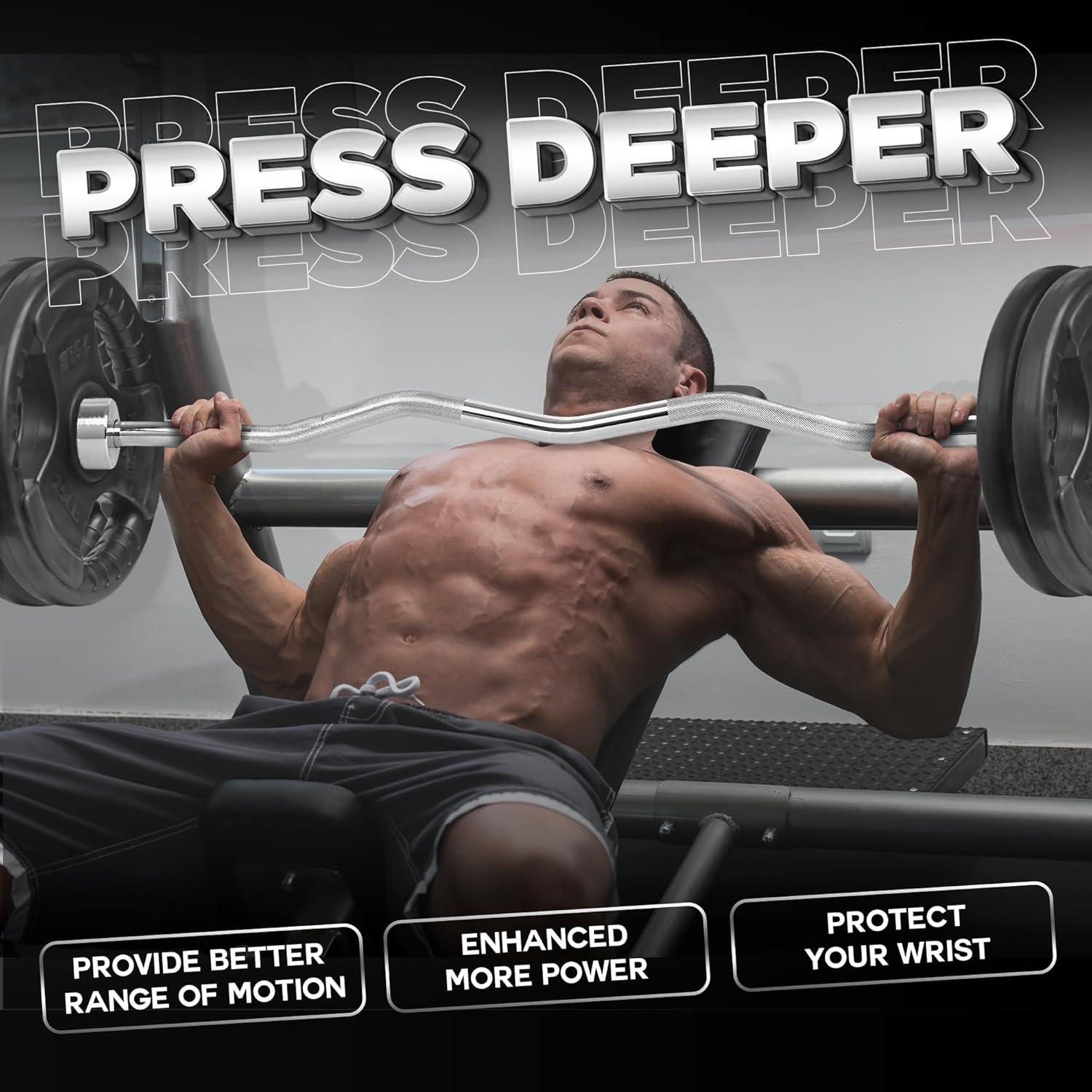 image:imageYes4All Olympic EZ Curl Barbell 47 Curl Bar 2 Diameter With Spring Collars For Weight TrainingZ 200lbs