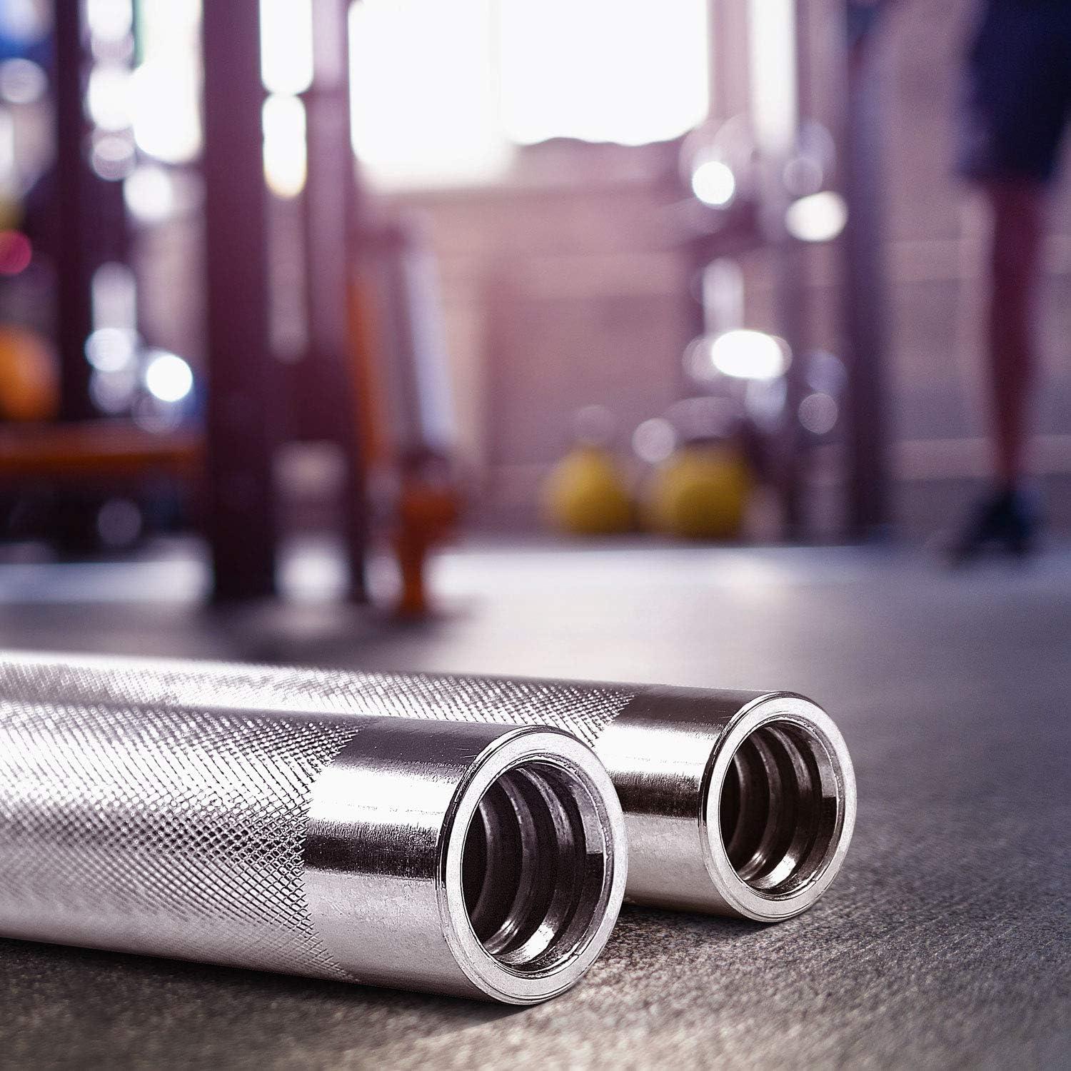 image:imageYes4All Pair of Threaded Dumbbell Handles 14161824 inch ChromeRubber Grip Fit 1 Plates Weight Bar Connector